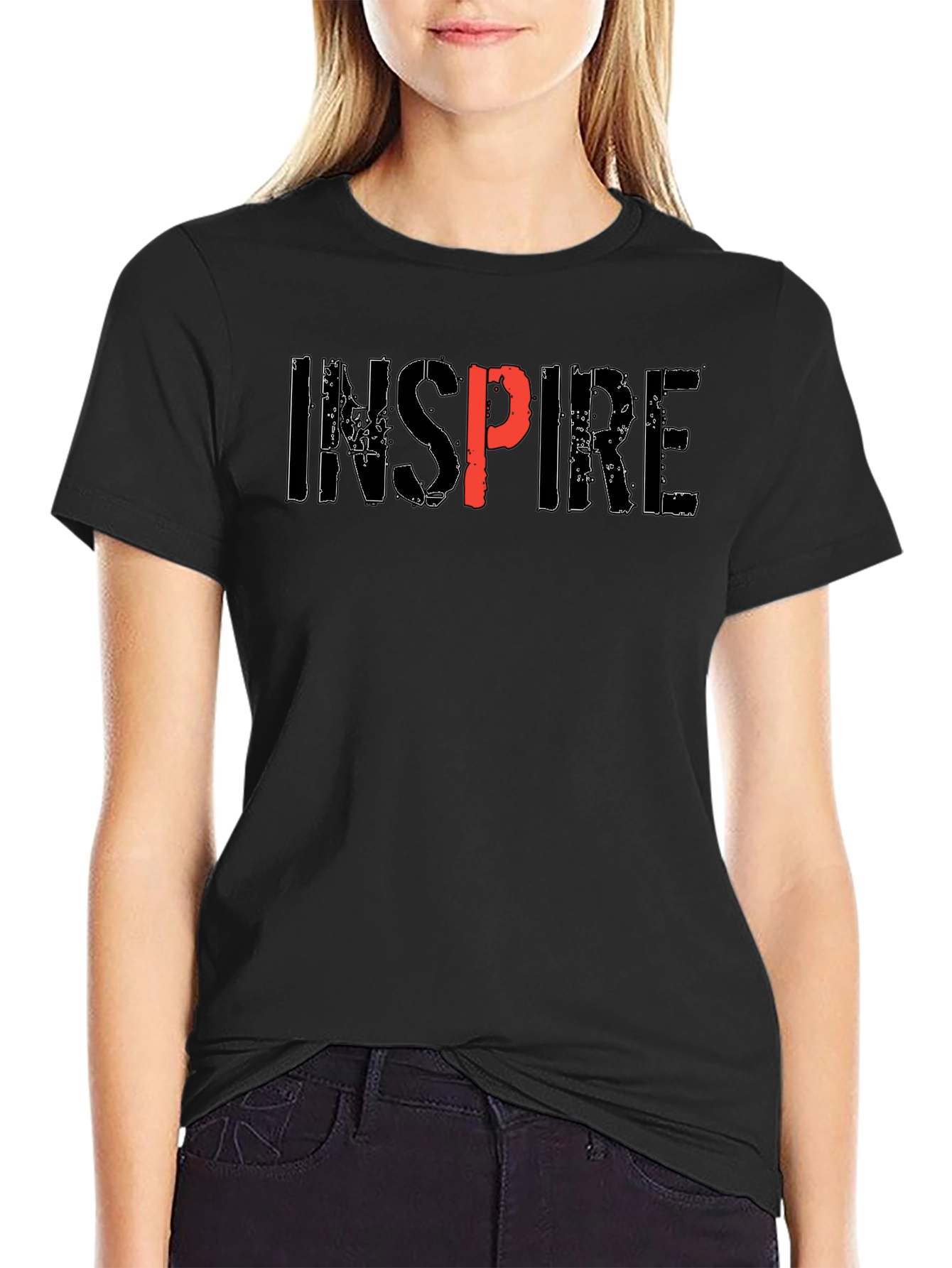 Inspire Graphic Print Black T-Shirt