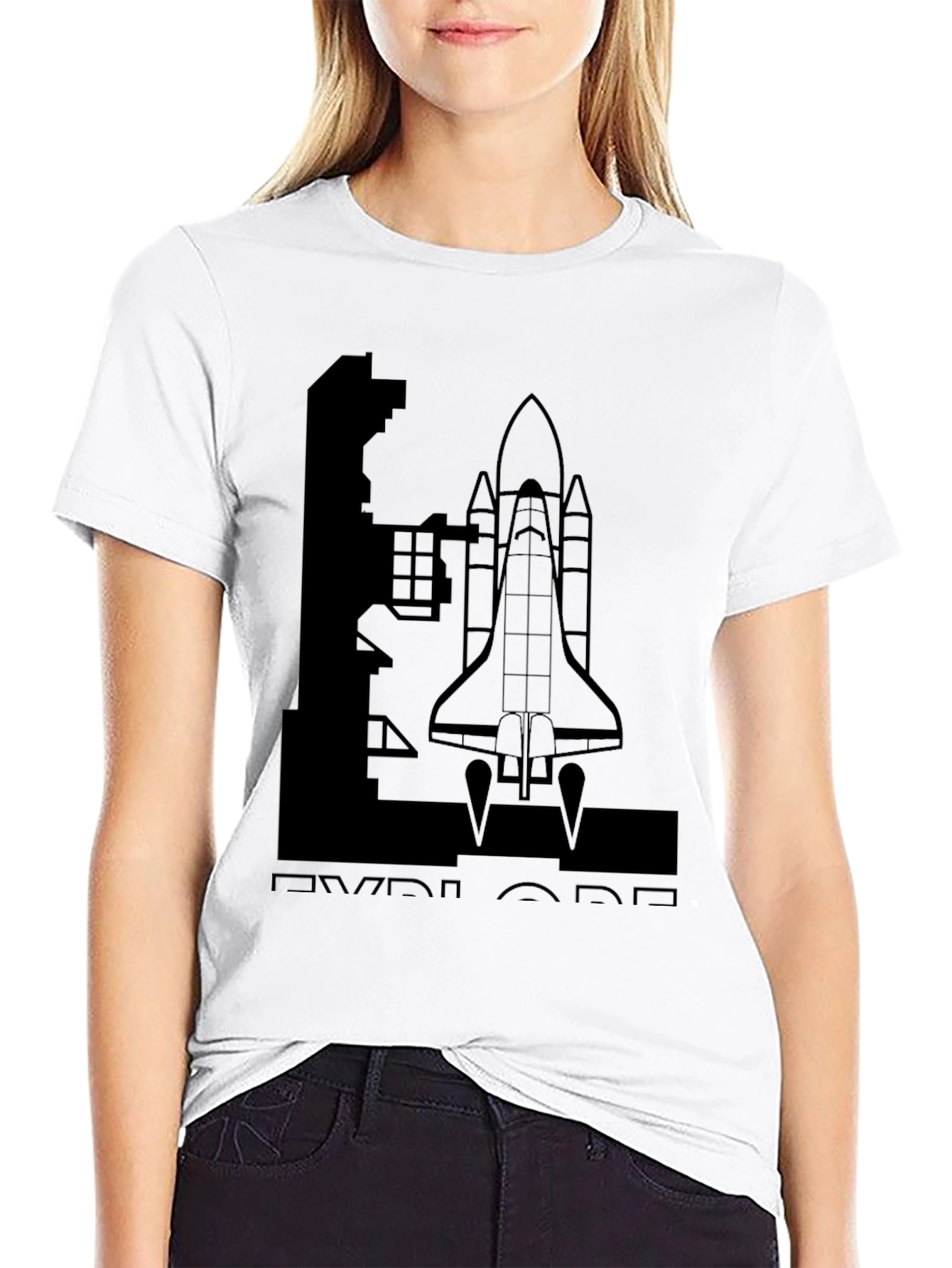 Explore Space Shuttle T-Shirt - Black Graphic Tee