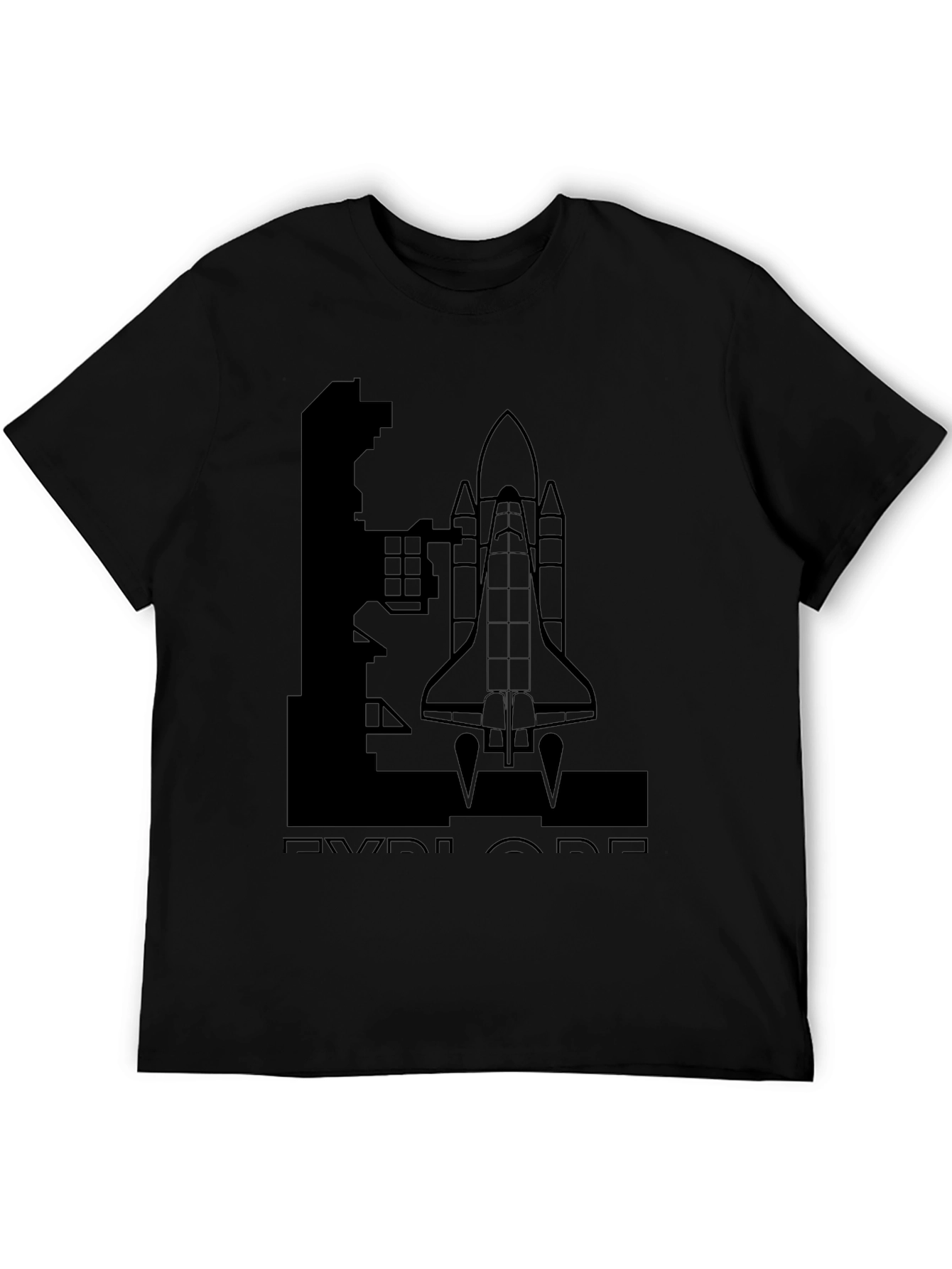 Explore Space Shuttle T-Shirt - Black Graphic Tee
