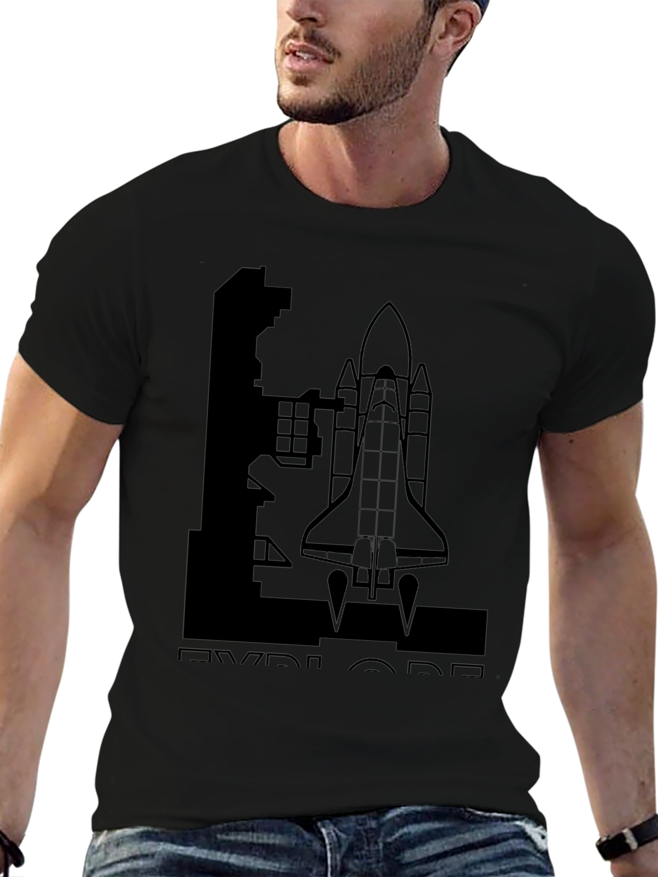 Explore Space Shuttle T-Shirt - Black Graphic Tee