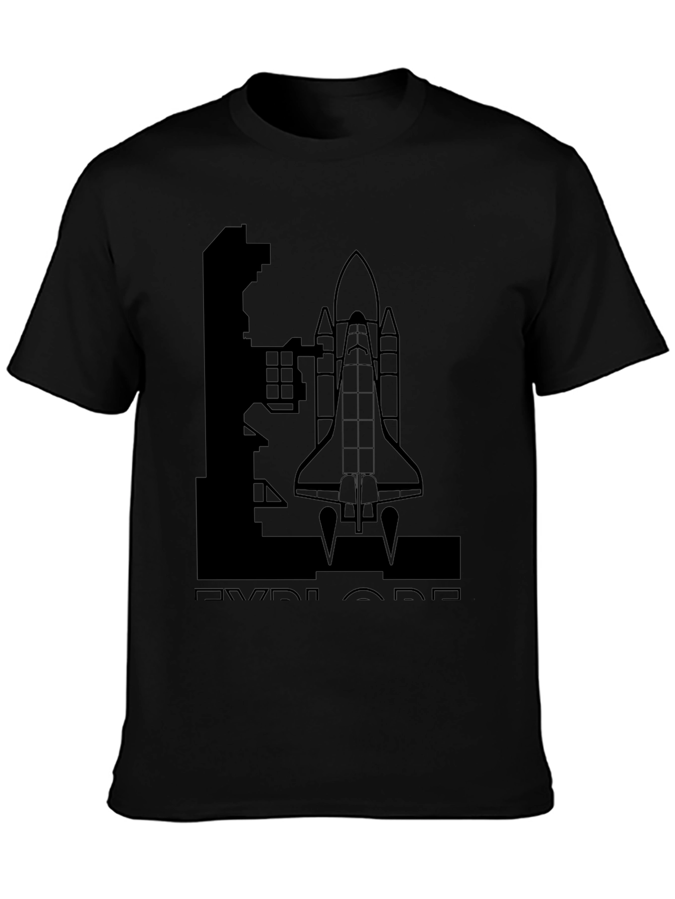 Explore Space Shuttle T-Shirt - Black Graphic Tee