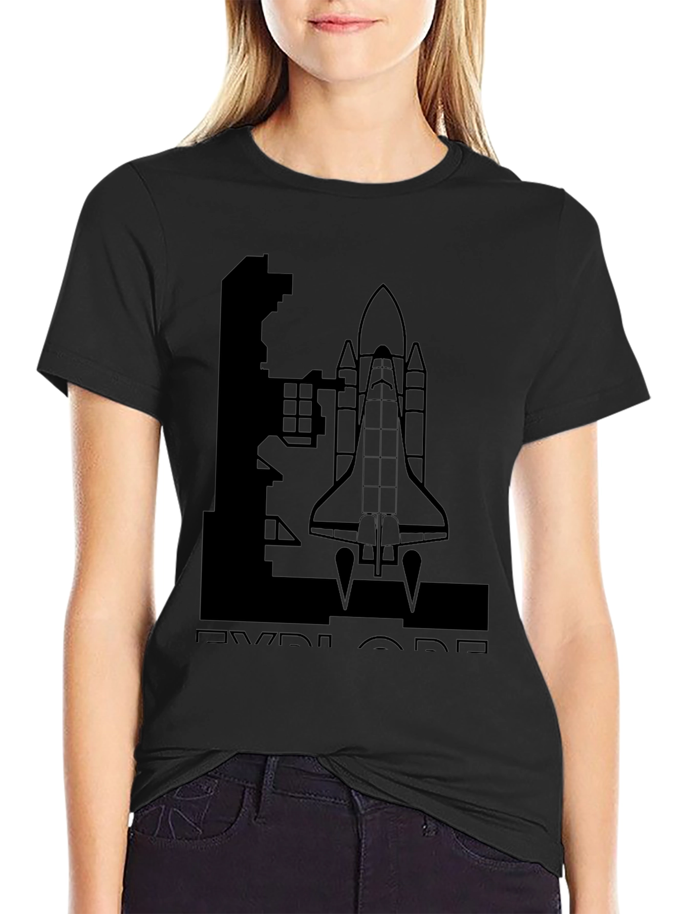 Explore Space Shuttle T-Shirt - Black Graphic Tee