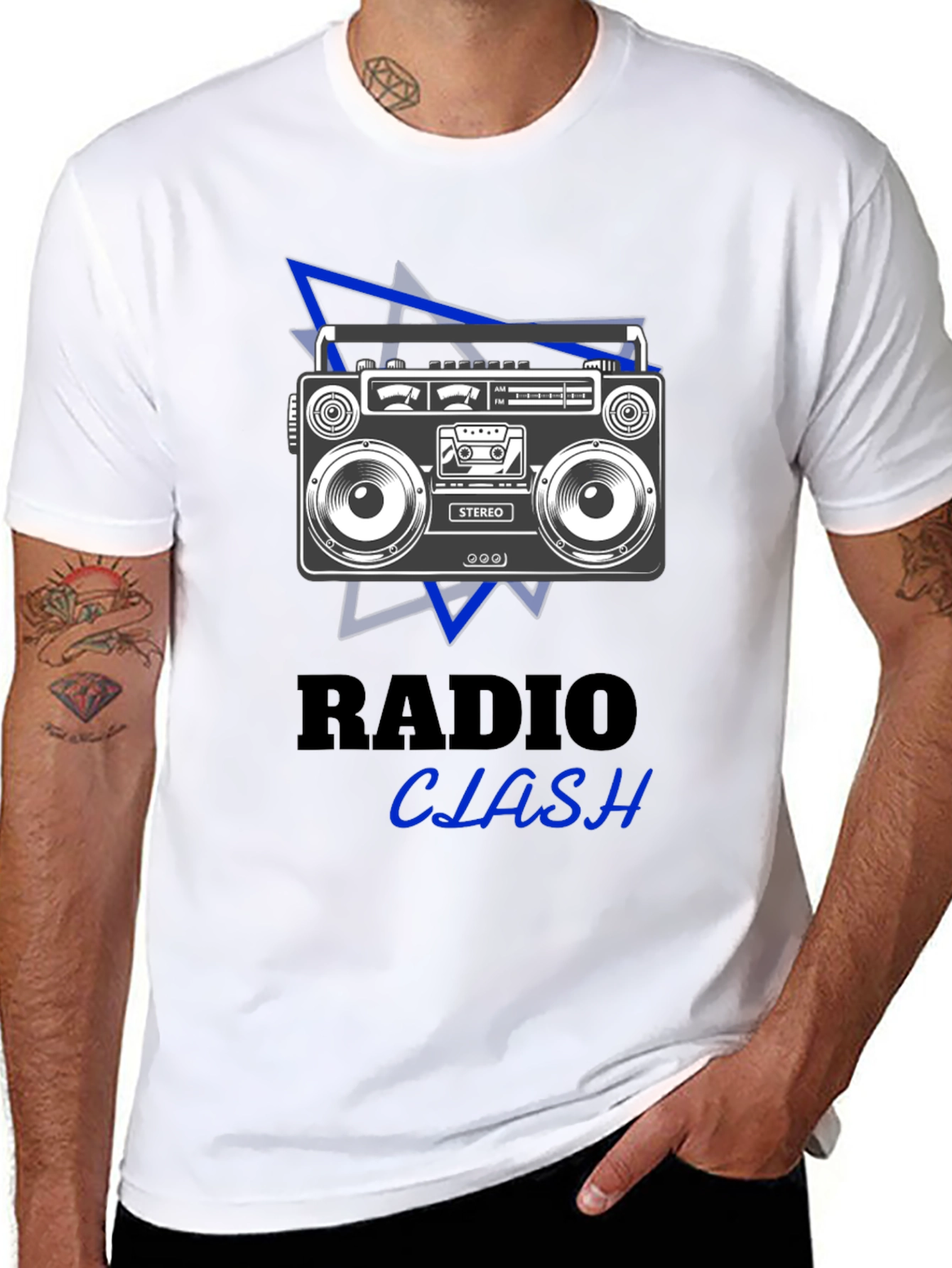 Retro Radio Clash Graphic Tee - Black