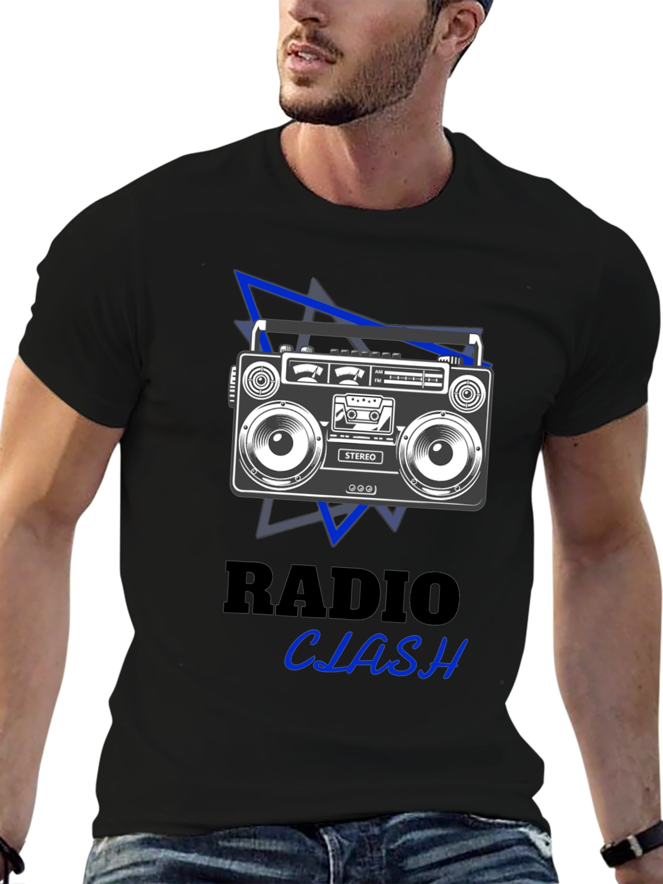 Retro Radio Clash Graphic Tee - Black
