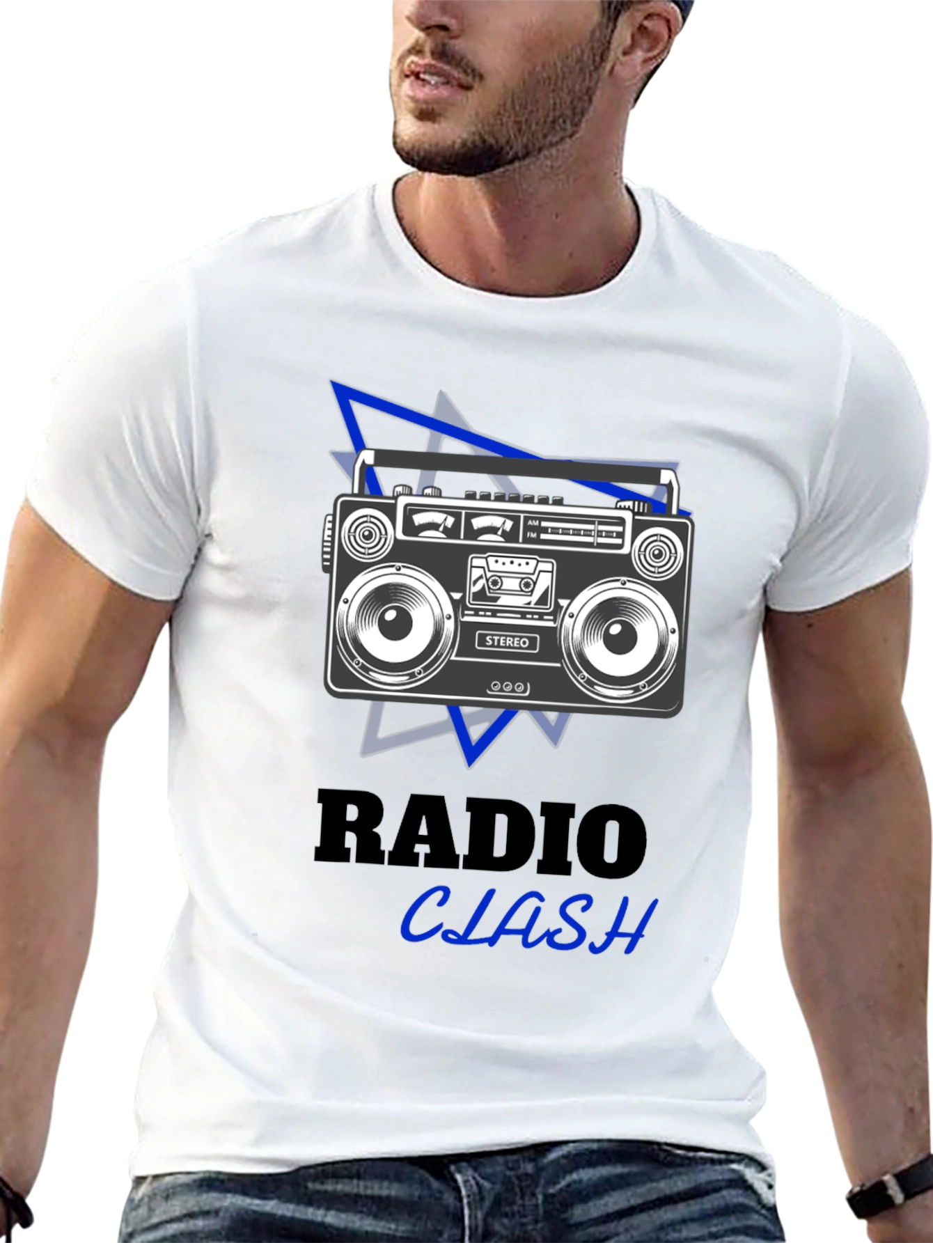 Retro Radio Clash Graphic Tee - Black
