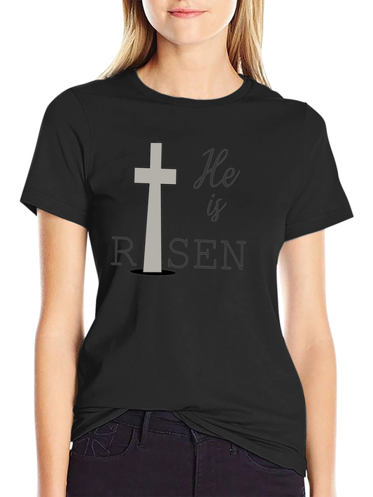 He Is Risen Easter T-Shirt Christian Cross Religious Tee