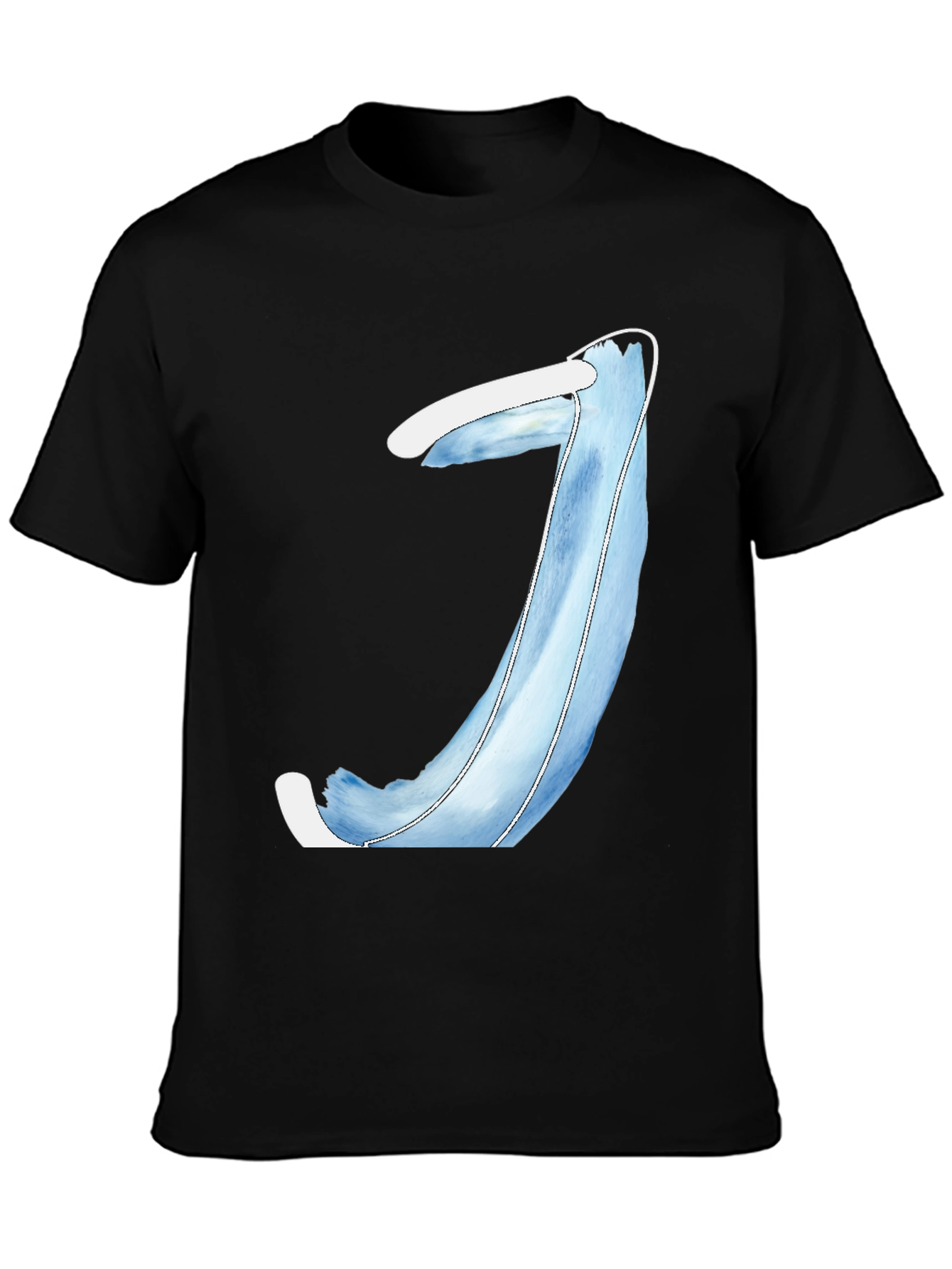 Mens Black T-Shirt with Blue Abstract Design