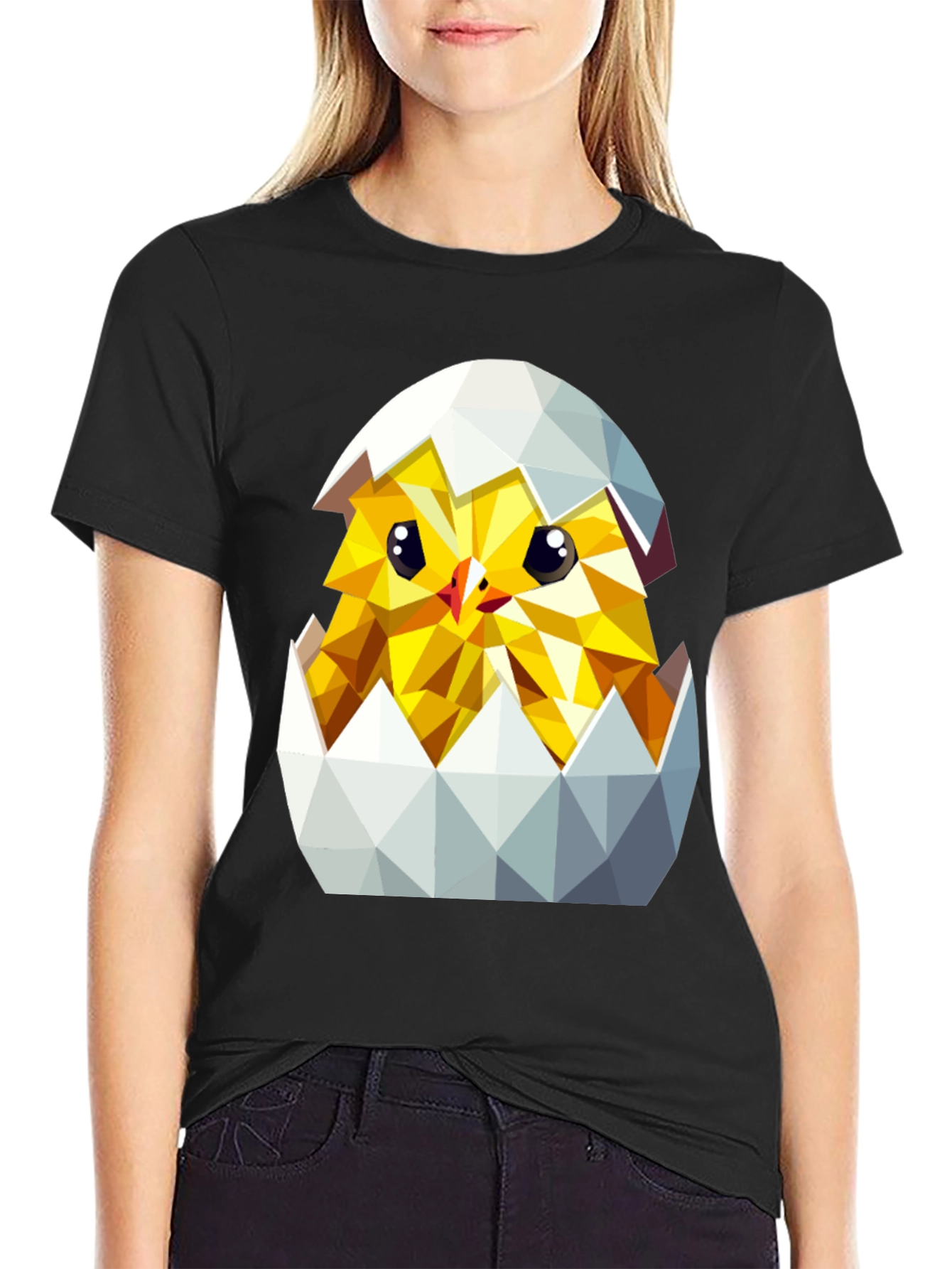 Geometric Chick in Eggshell T-Shirt
