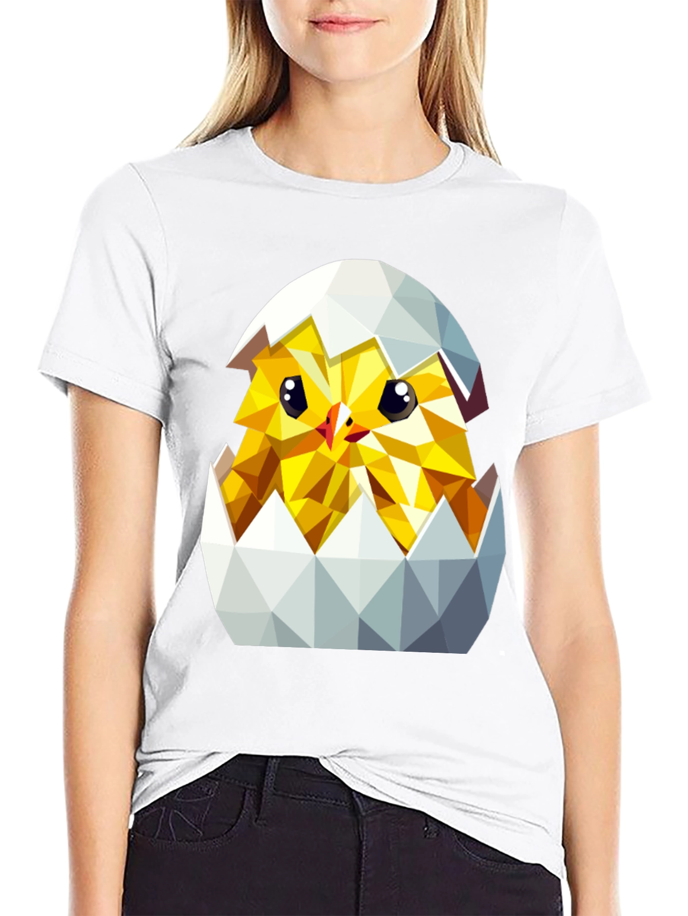 Geometric Chick in Eggshell T-Shirt