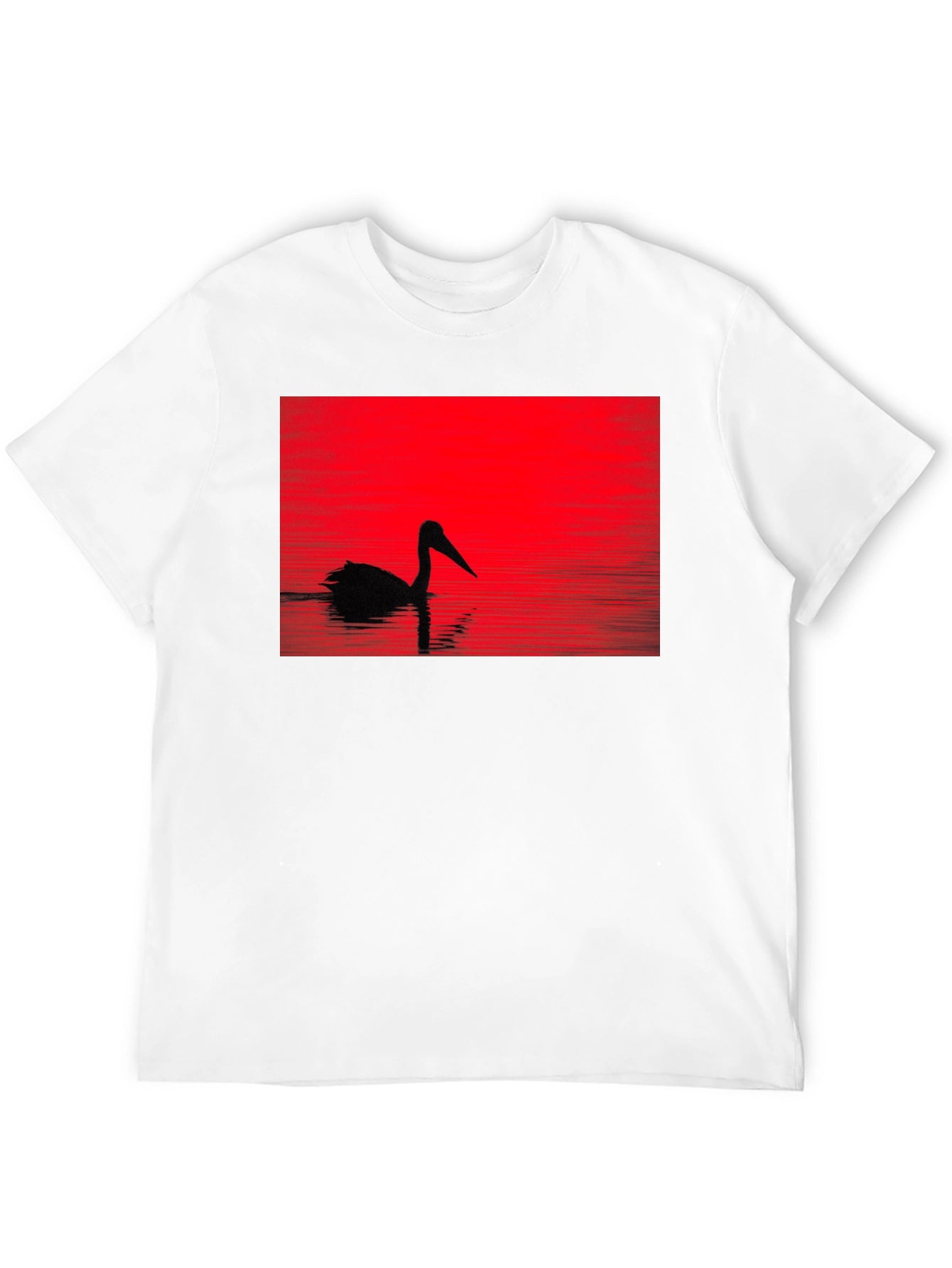Pelican Silhouette T-Shirt - Red Sunset Design