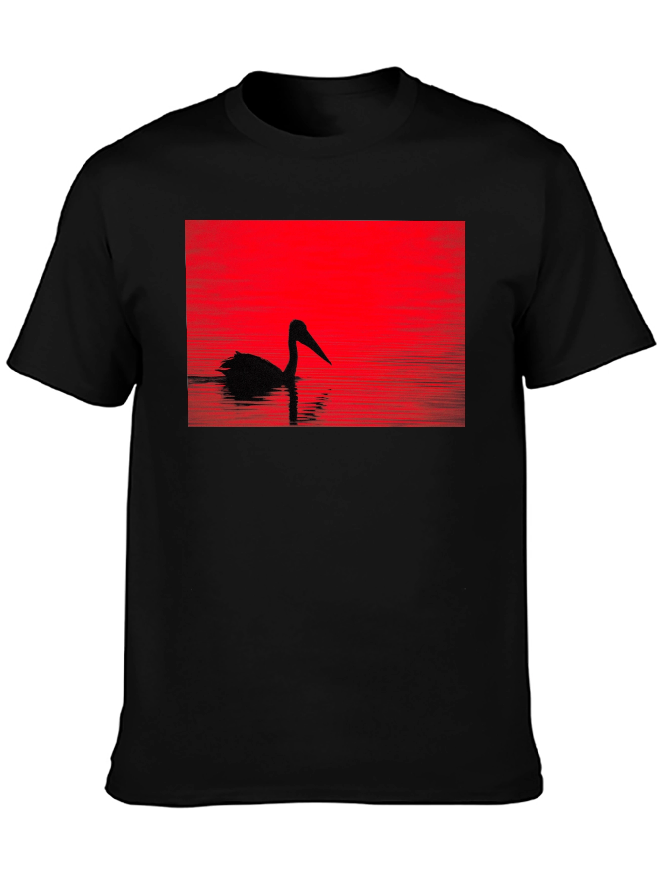Pelican Silhouette T-Shirt - Red Sunset Design