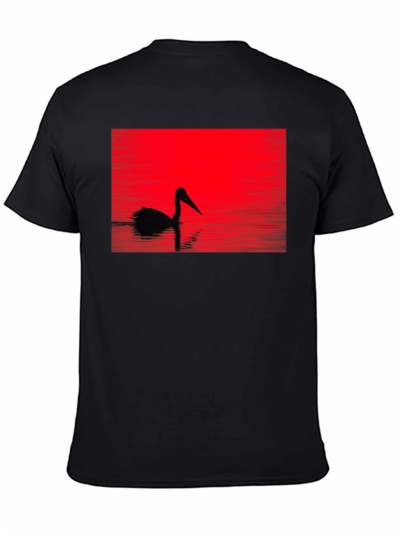 Pelican Silhouette T-Shirt - Red Sunset Design