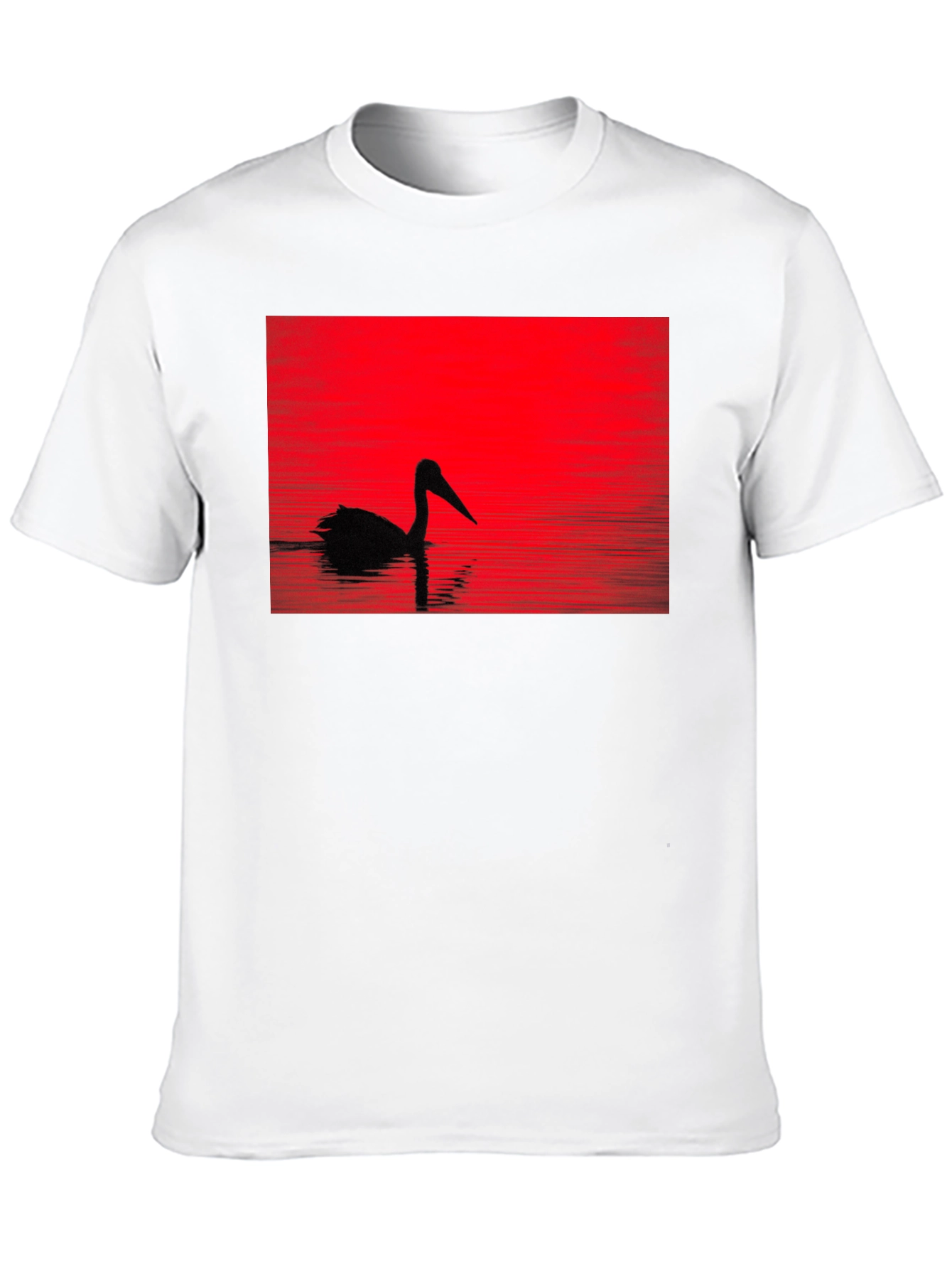 Pelican Silhouette T-Shirt - Red Sunset Design