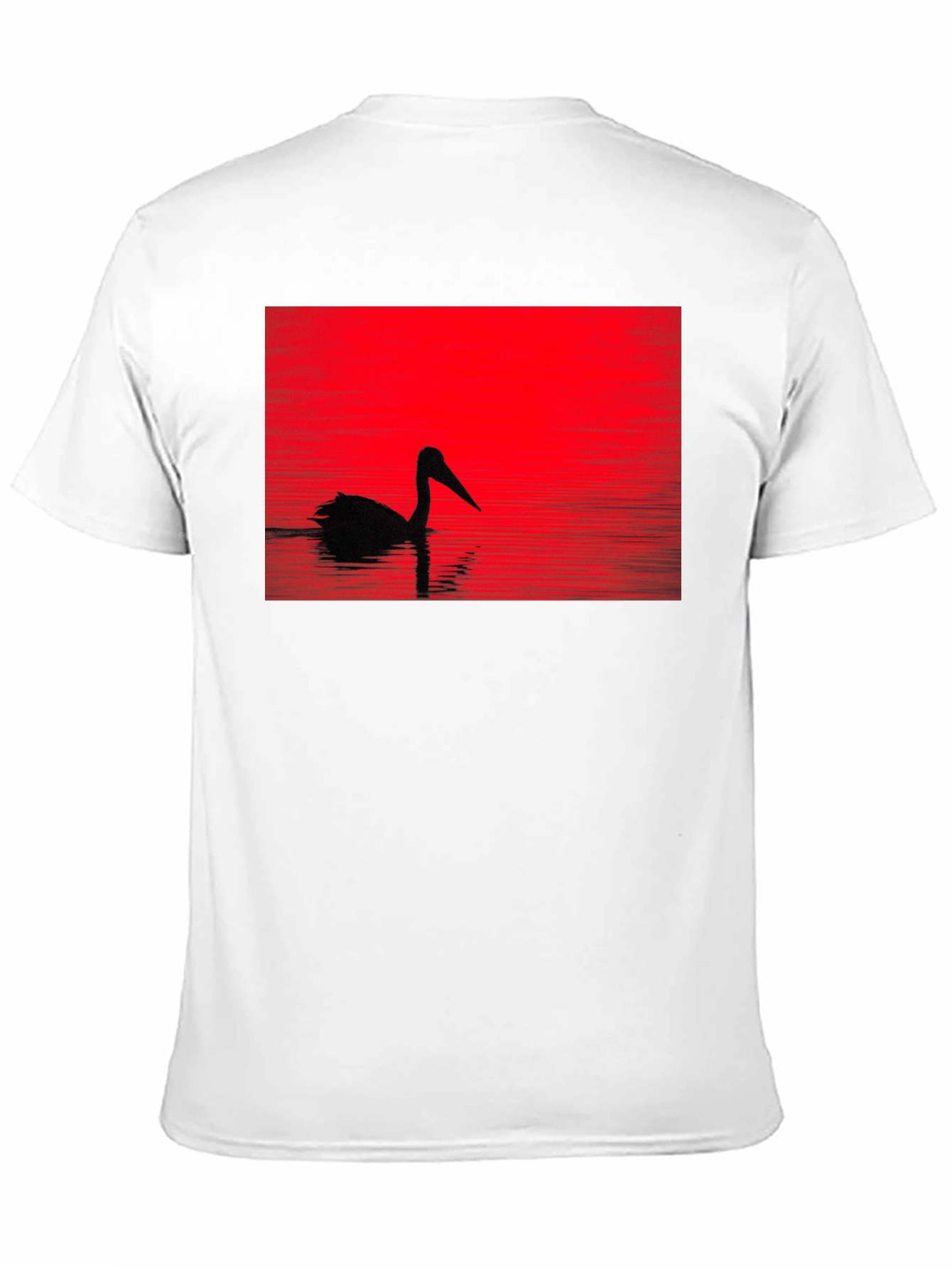 Pelican Silhouette T-Shirt - Red Sunset Design