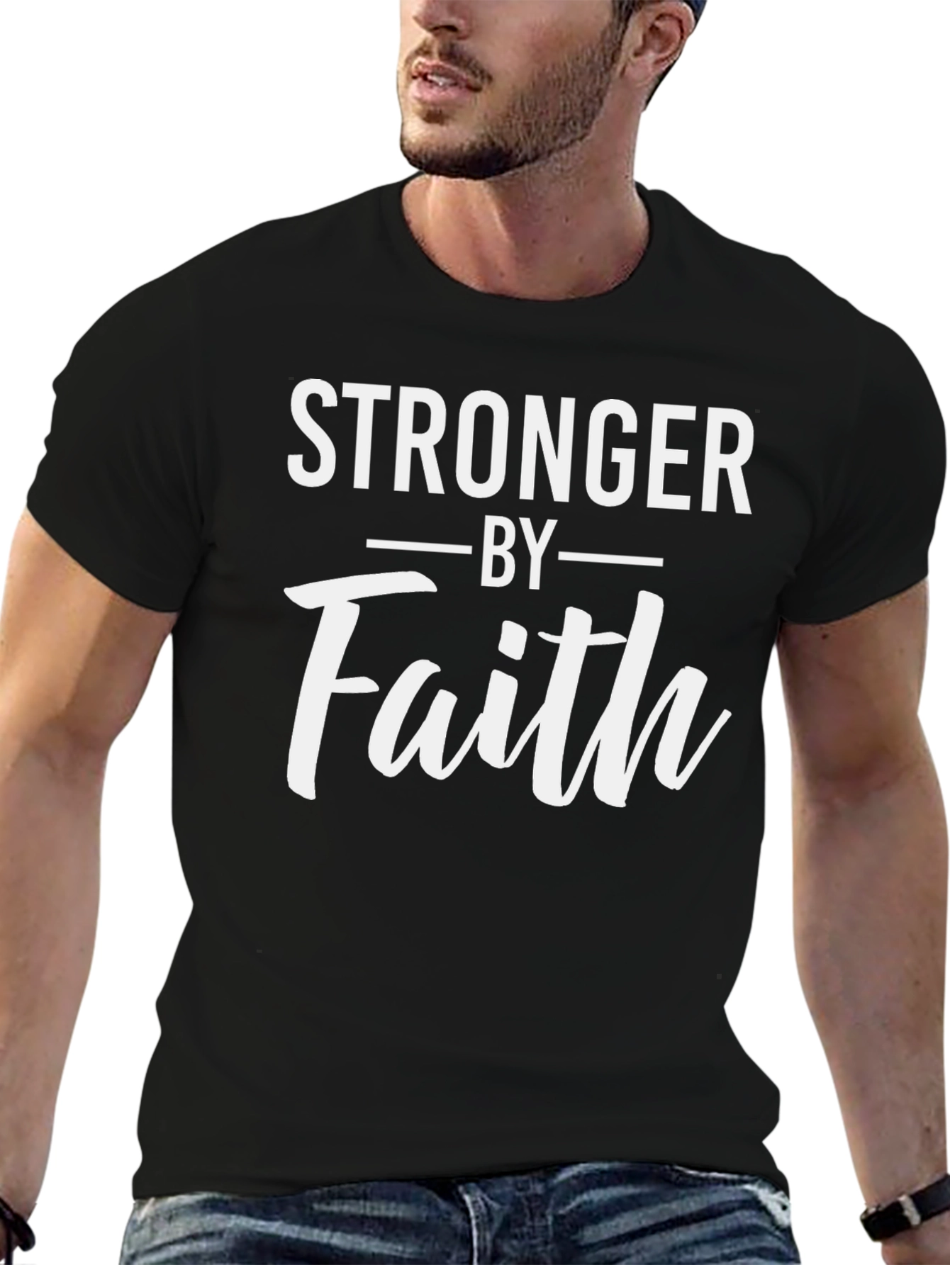Stronger by Faith Graphic Tee - Black T-Shirt