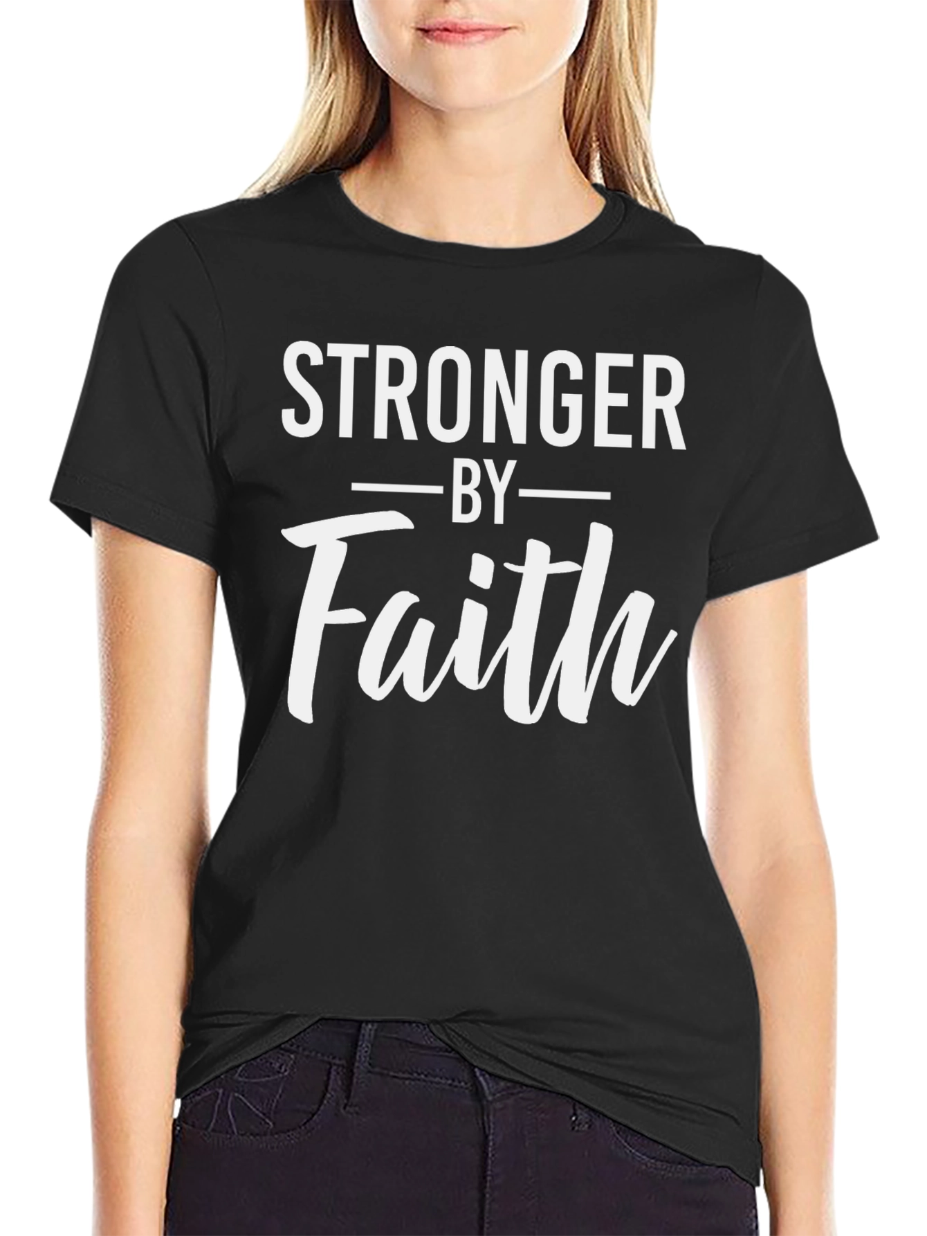 Stronger by Faith Graphic Tee - Black T-Shirt