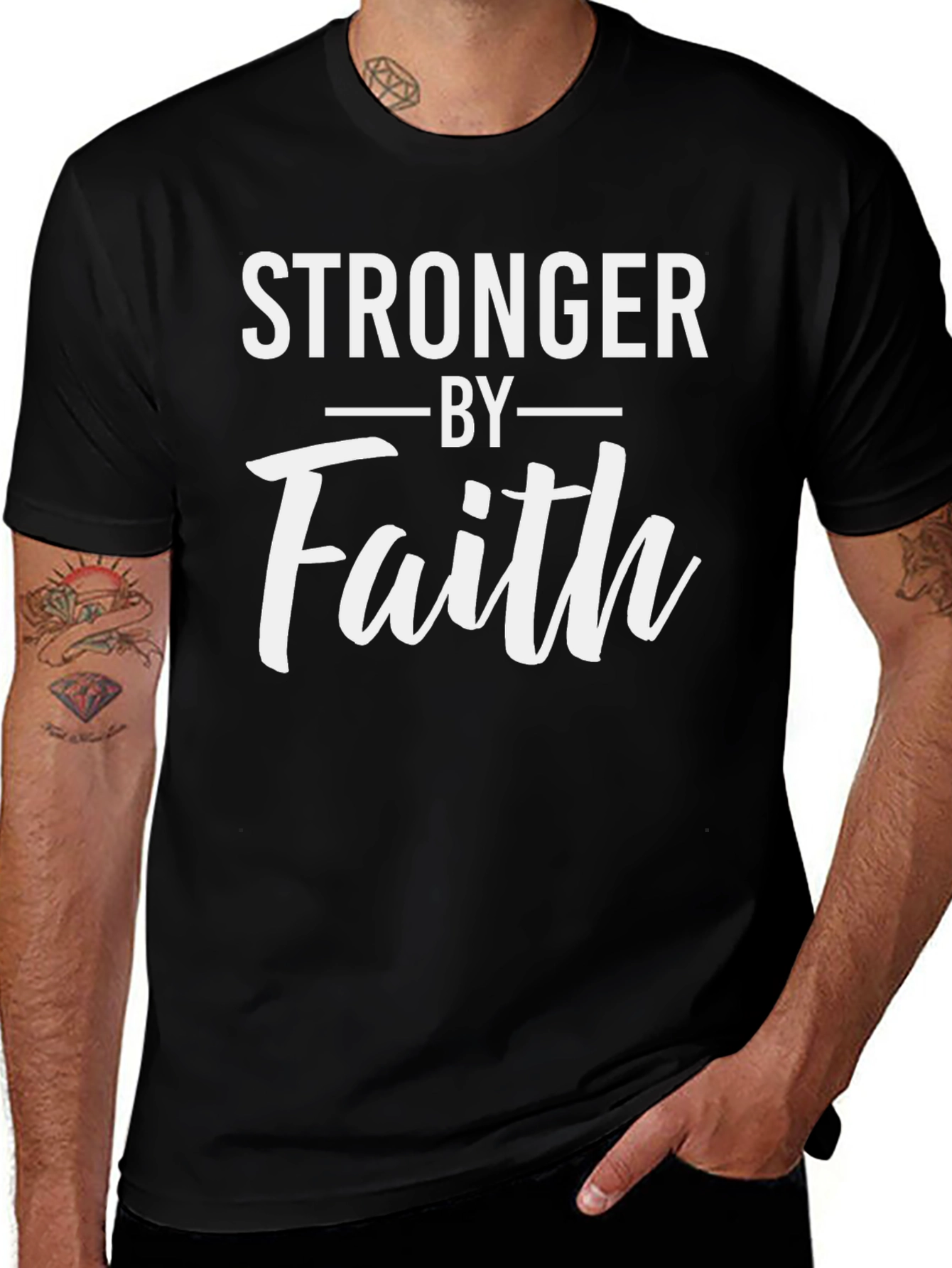 Stronger by Faith Graphic Tee - Black T-Shirt