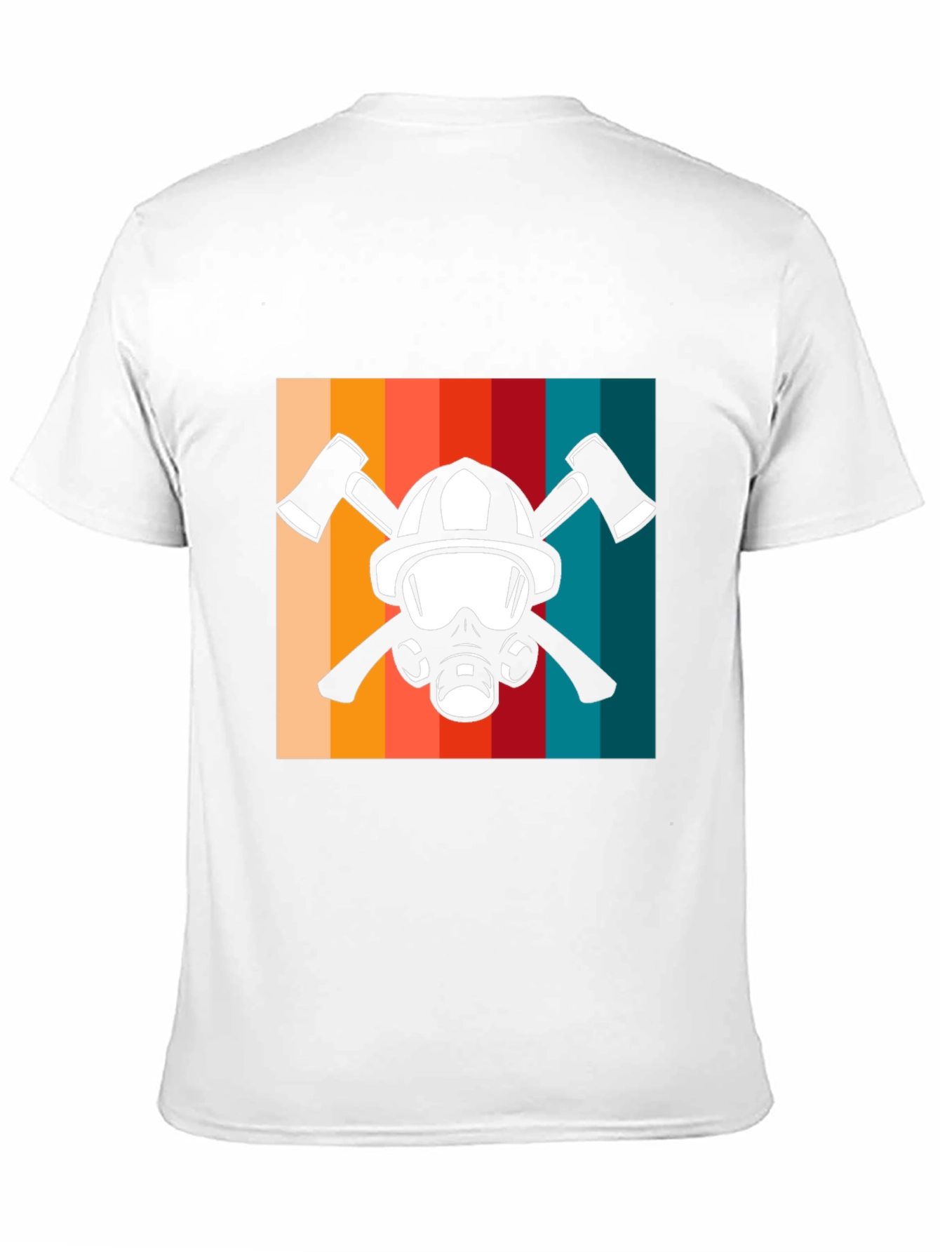Firefighter Helmet & Axe Retro Graphic Tee