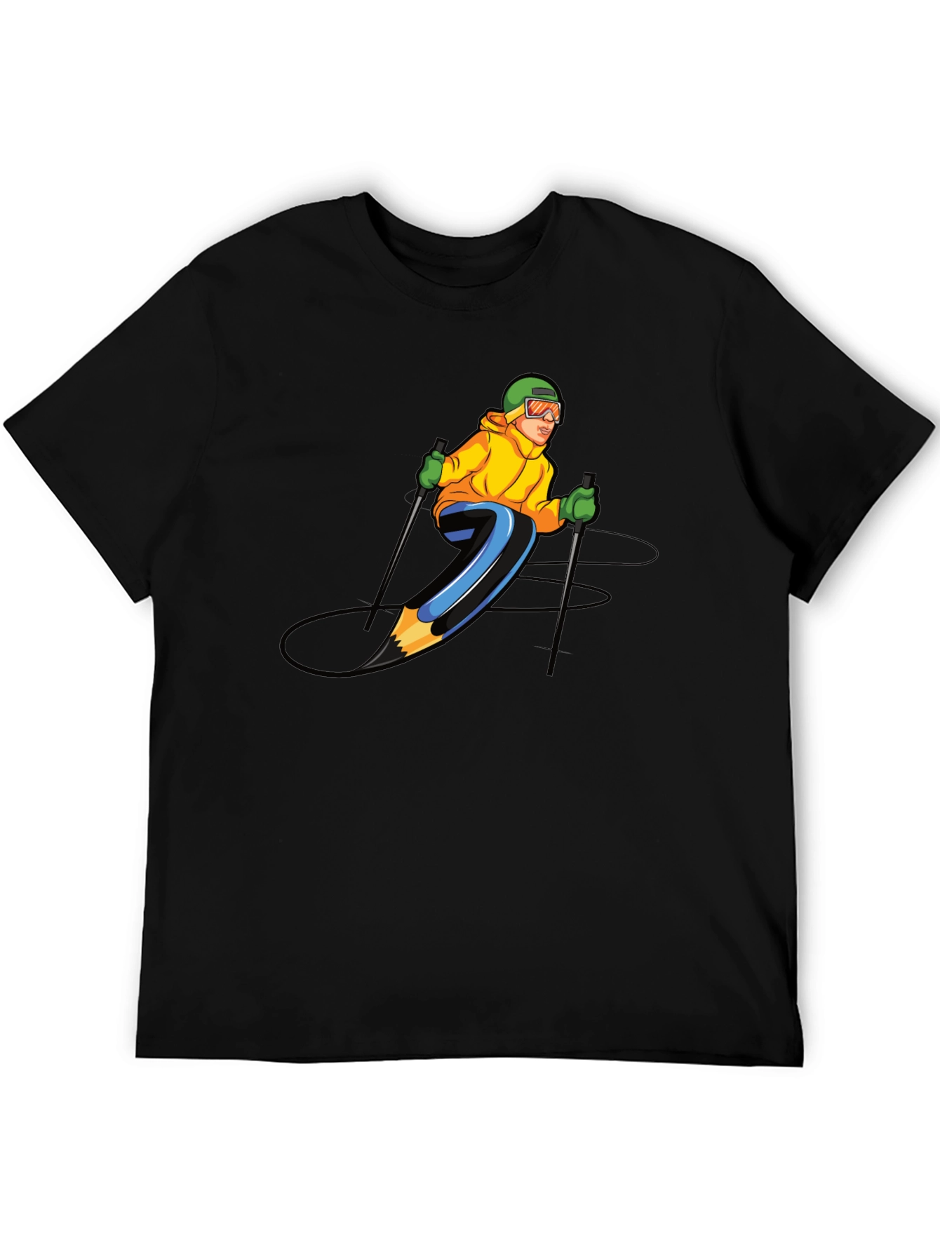 Skiing Pencil Graphic T-Shirt