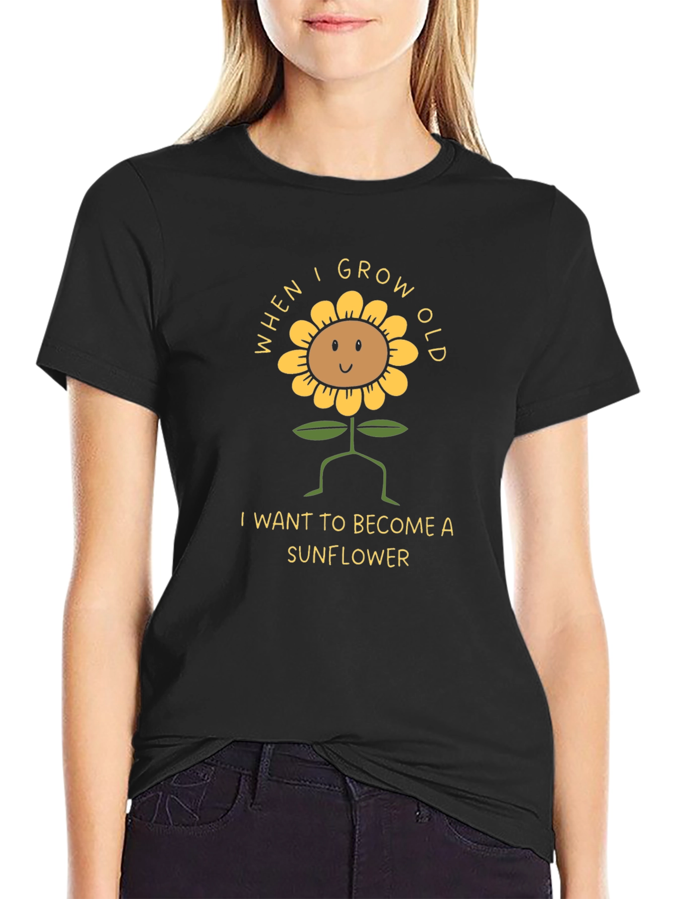 Sunflower Graphic Tee - When I Grow Old T-Shirt