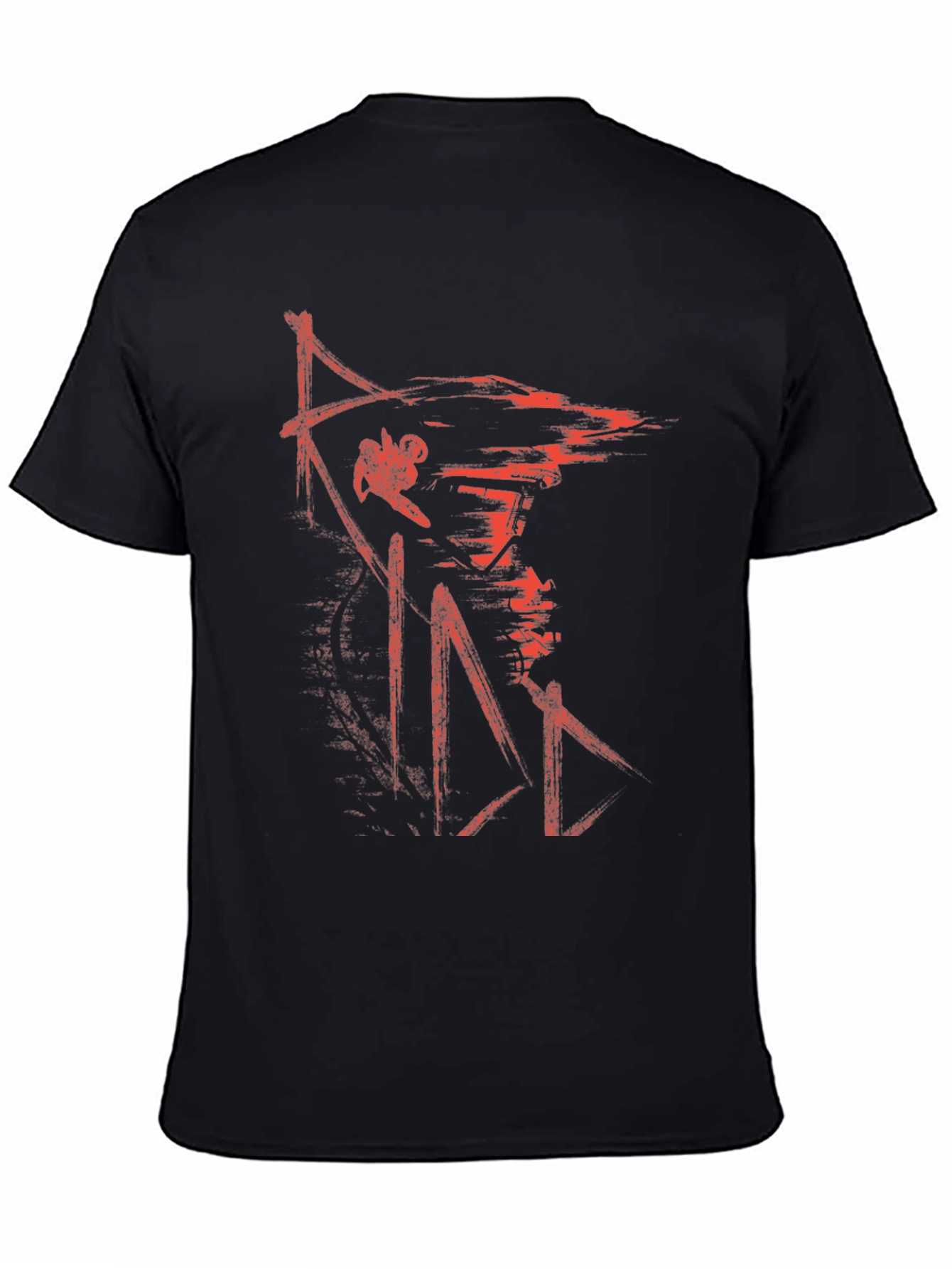 Mens Black Graphic Tee - Red Samurai Design