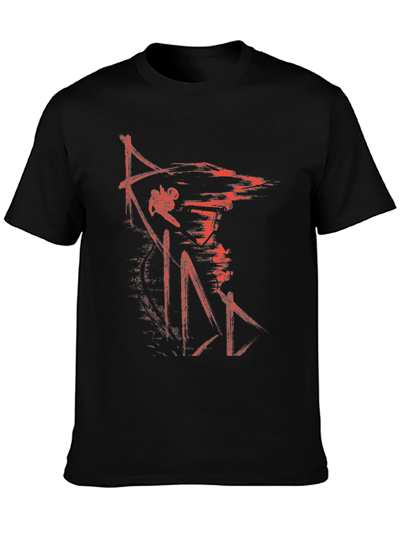 Mens Black Graphic Tee - Red Samurai Design