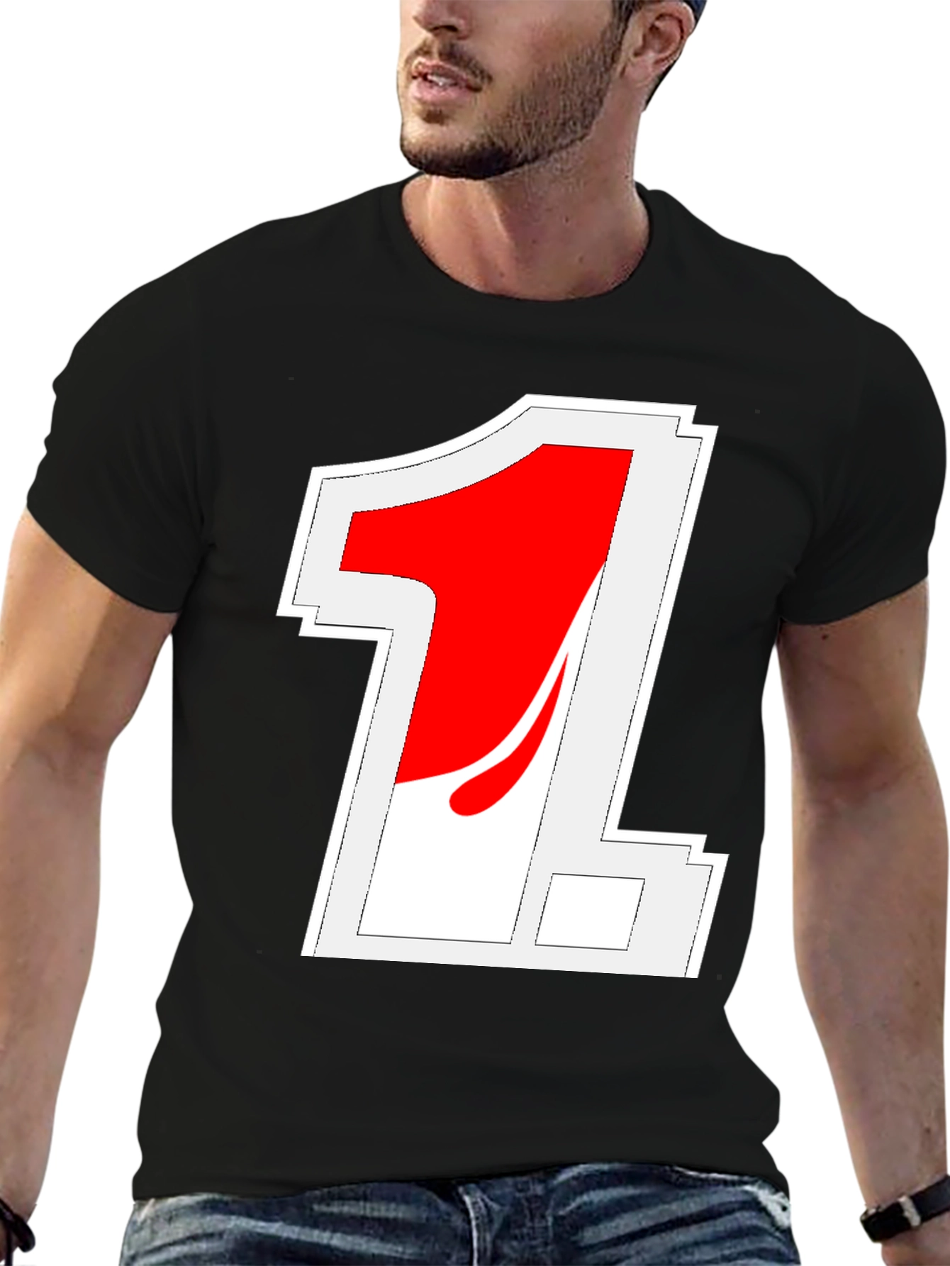 Retro Racing Number 1 Black T-Shirt