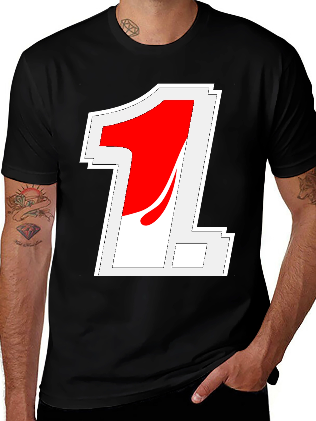 Retro Racing Number 1 Black T-Shirt