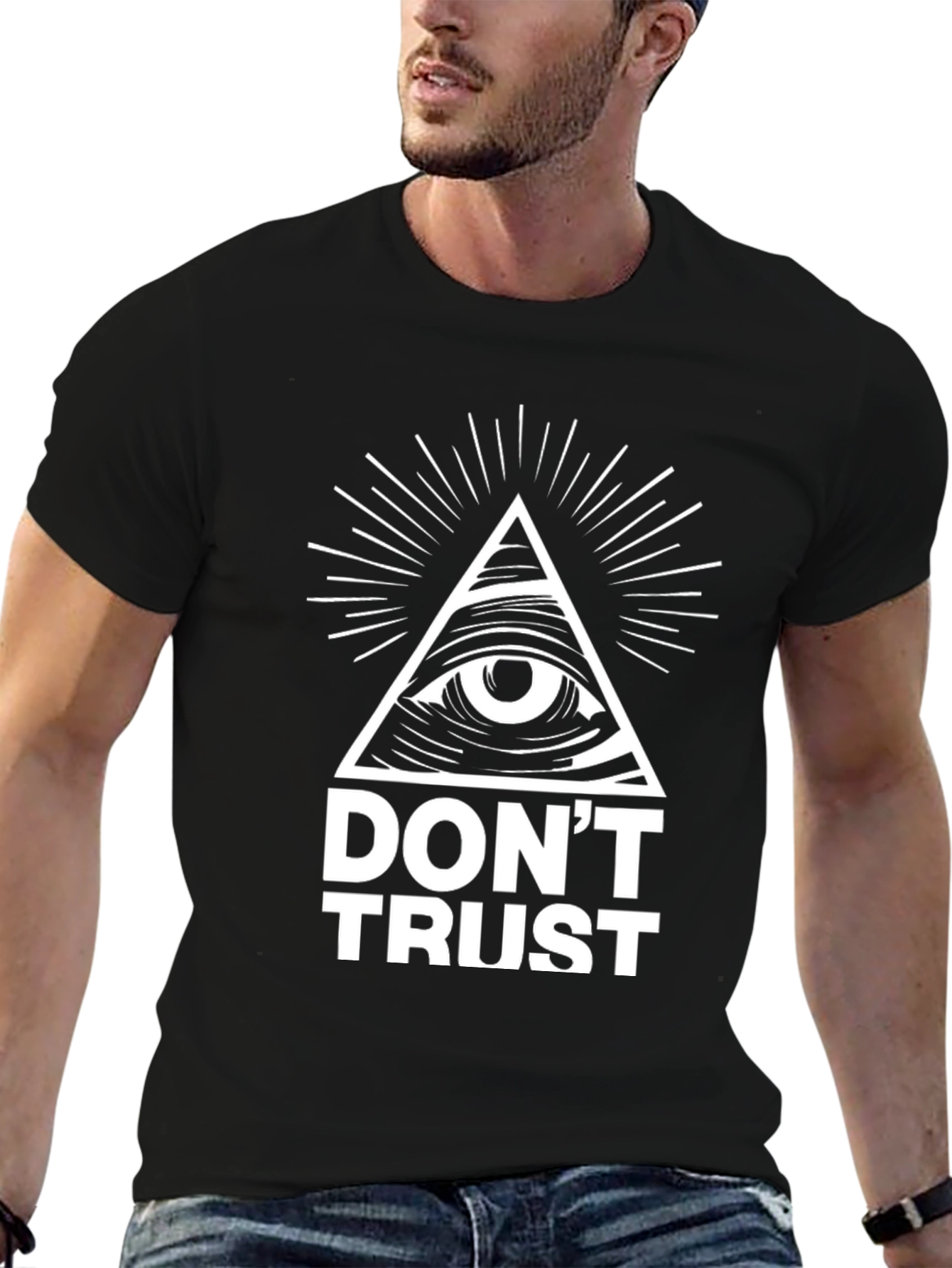 Dont Trust Illuminati All Seeing Eye Graphic T-Shirt
