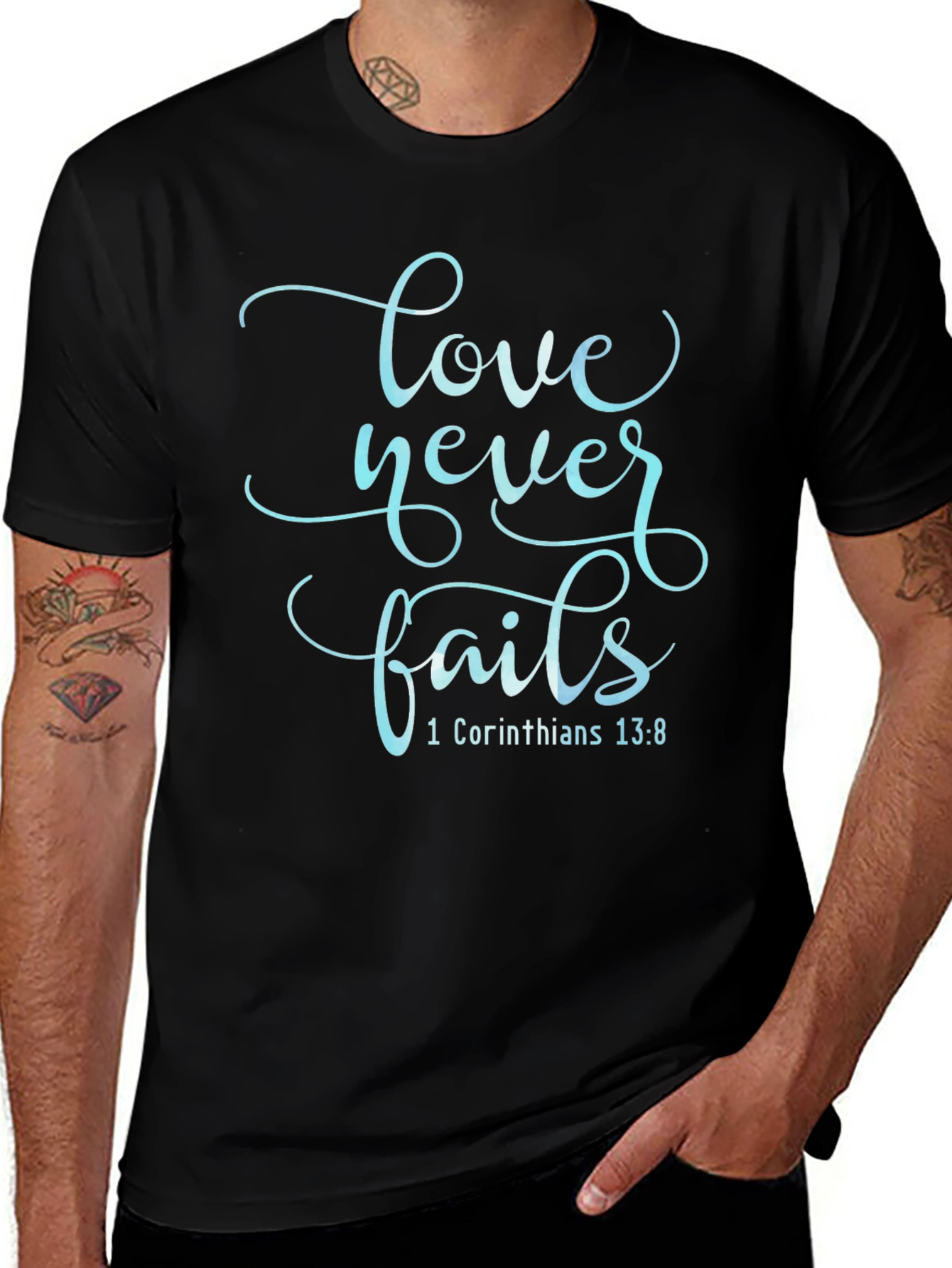 Love Never Fails T-Shirt - Christian Scripture Tee