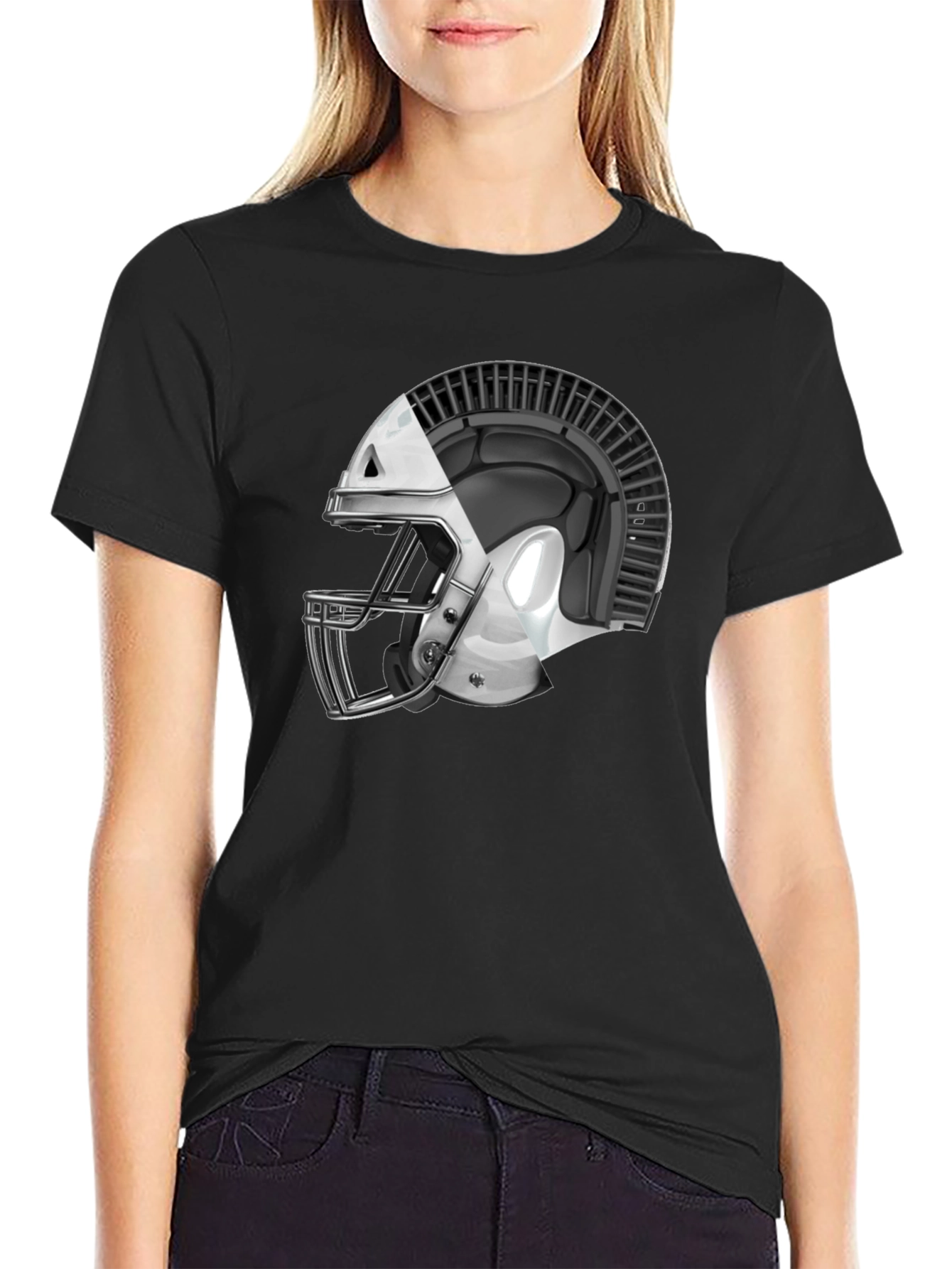 Spartan Helmet Graphic Tee - Black Cotton T-Shirt