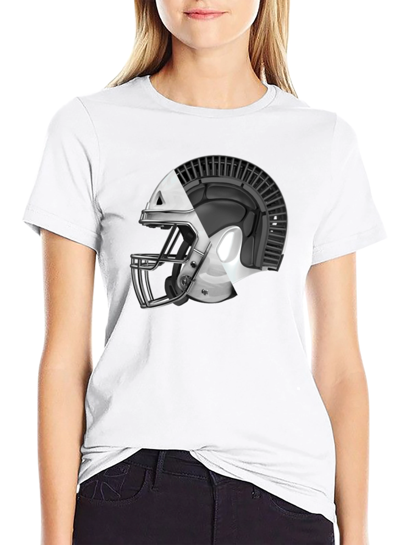 Spartan Helmet Graphic Tee - Black Cotton T-Shirt