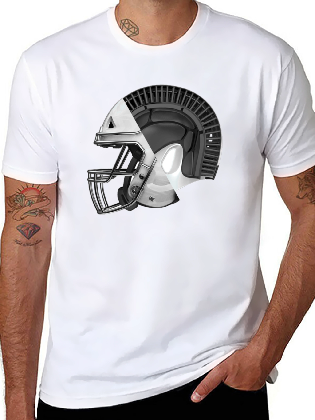 Spartan Helmet Graphic Tee - Black Cotton T-Shirt