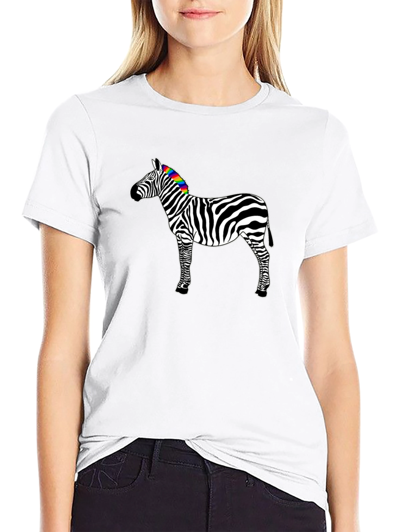 Rainbow Zebra Graphic Tee - Mens Black T-Shirt