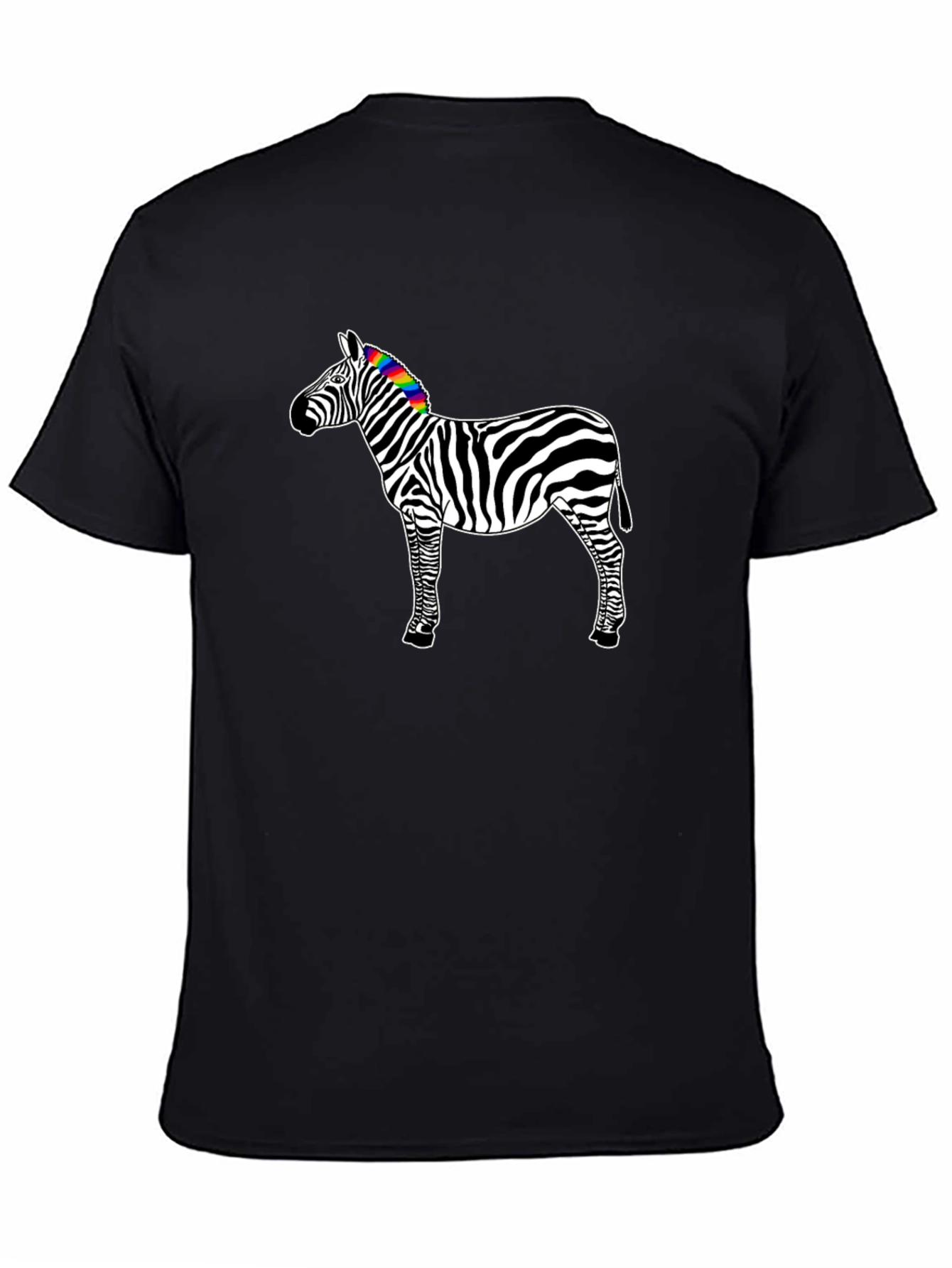 Rainbow Zebra Graphic Tee - Mens Black T-Shirt