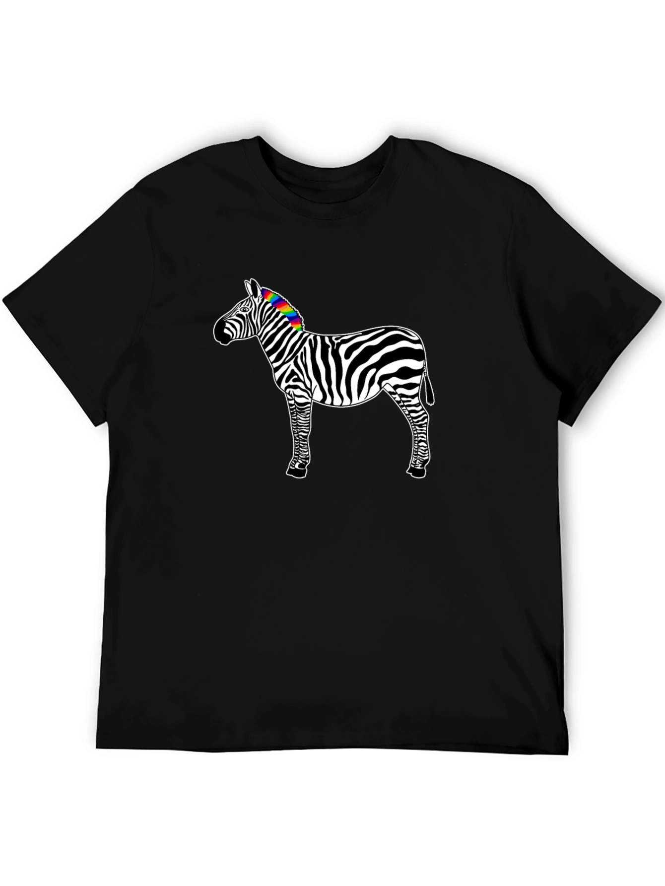 Rainbow Zebra Graphic Tee - Mens Black T-Shirt