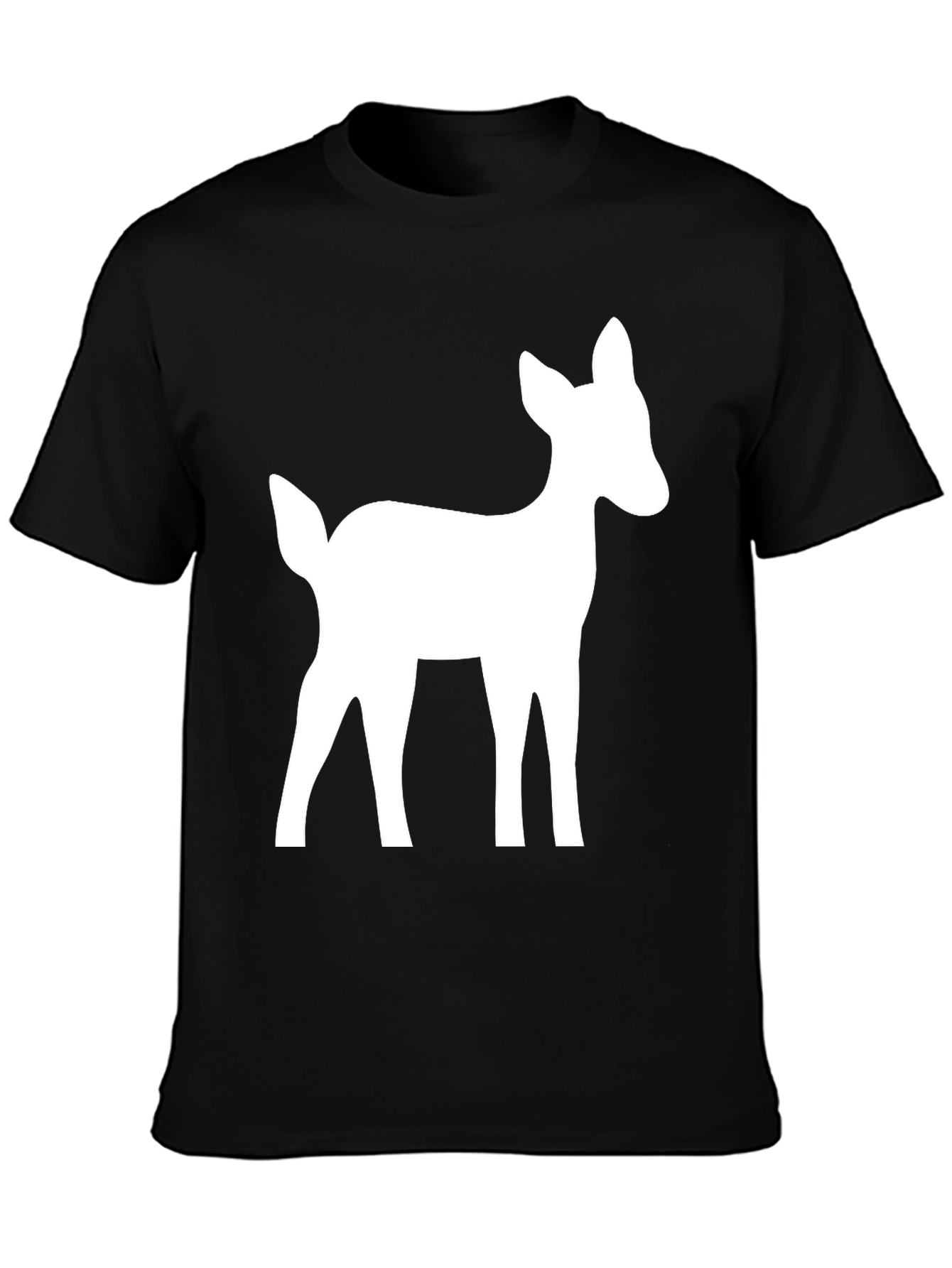 Deer Graphic Tee - Black Cotton Casual Shirt
