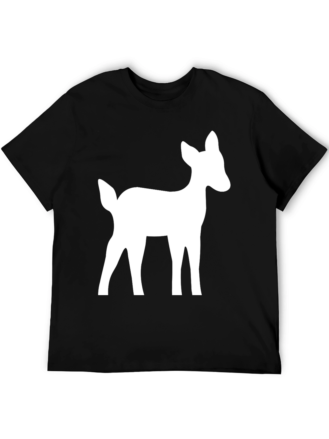 Deer Graphic Tee - Black Cotton Casual Shirt