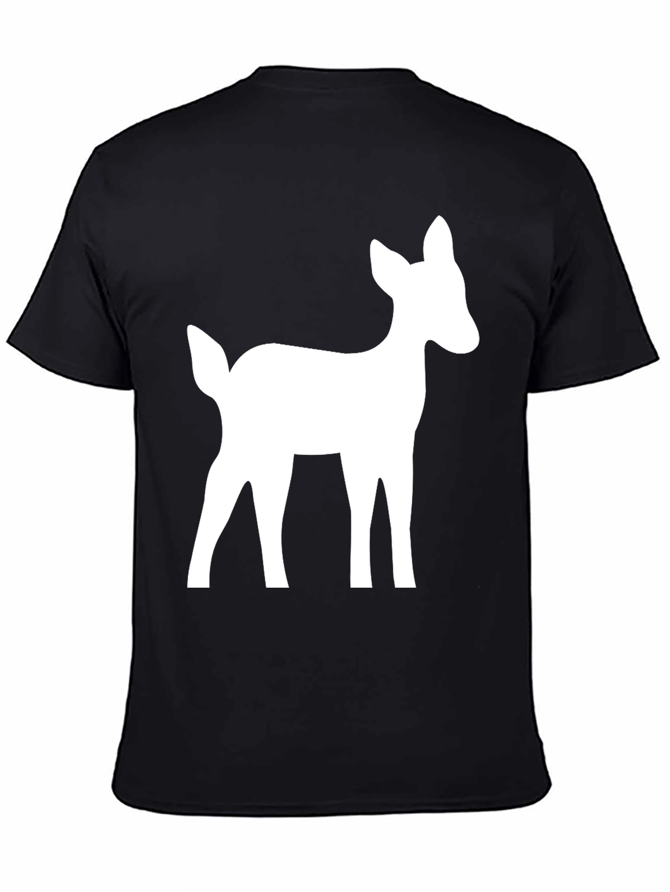 Deer Graphic Tee - Black Cotton Casual Shirt