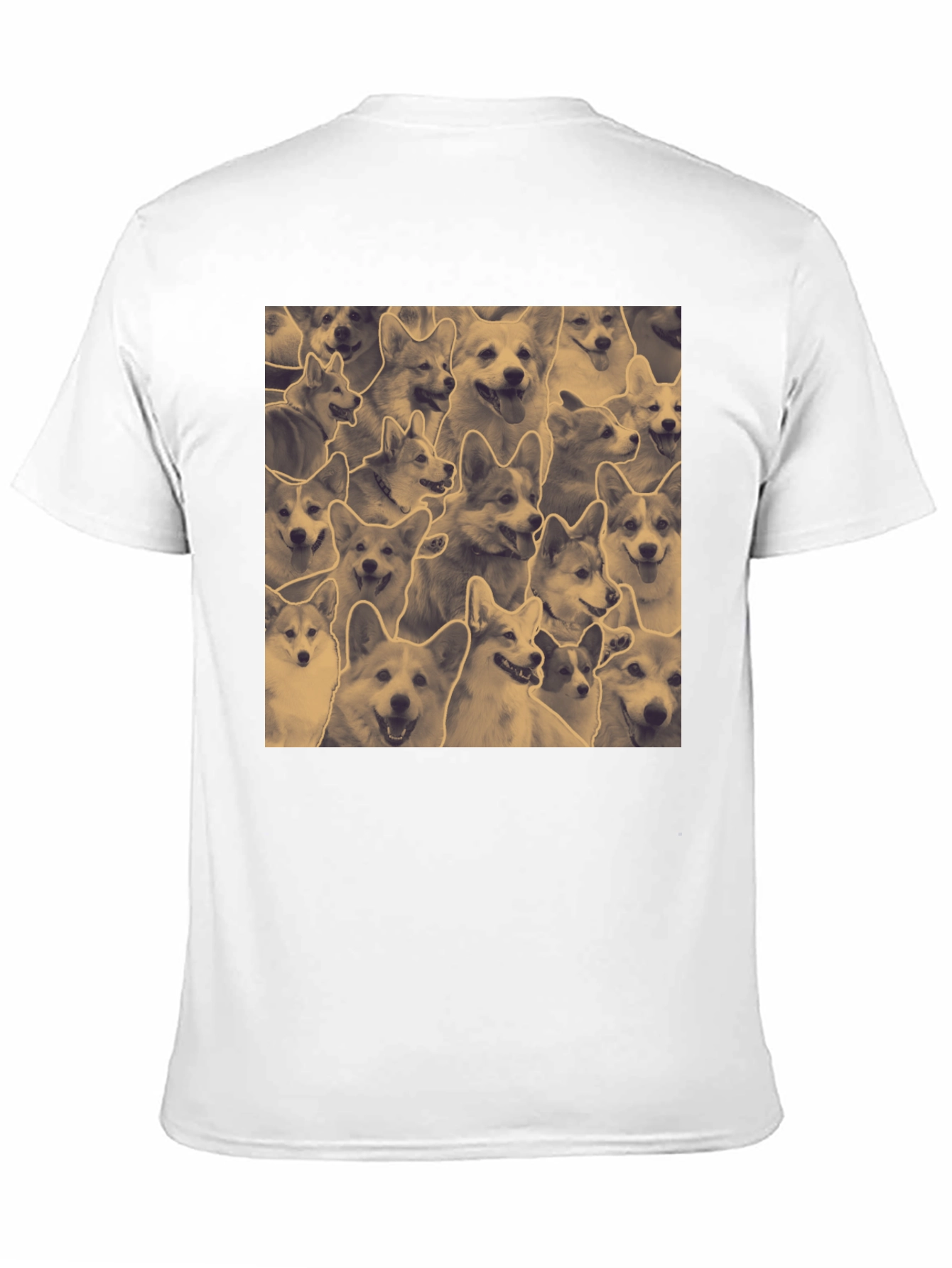 Corgi Print Black Crew Neck T-Shirt
