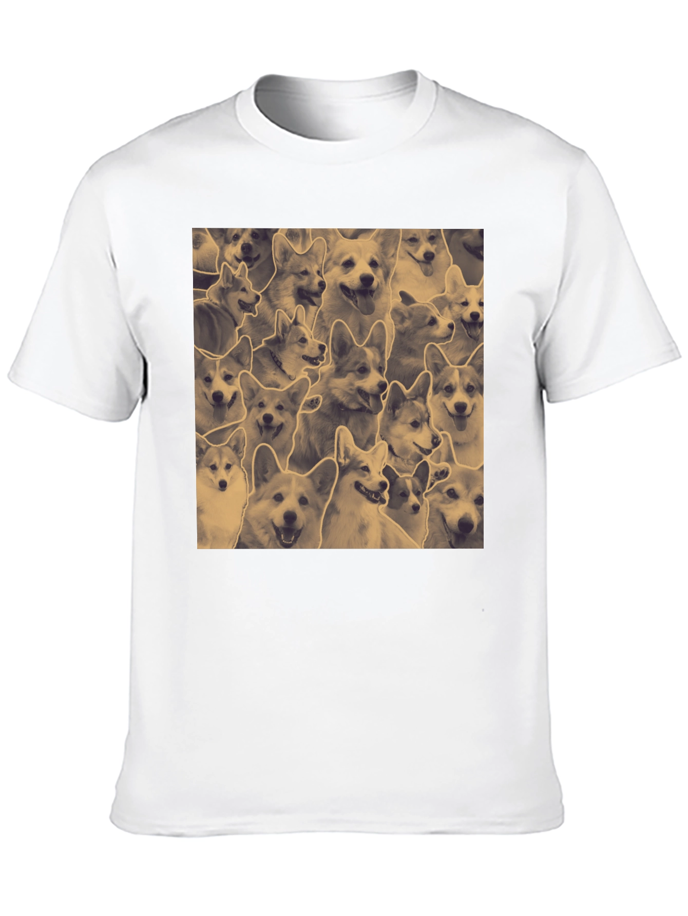 Corgi Print Black Crew Neck T-Shirt