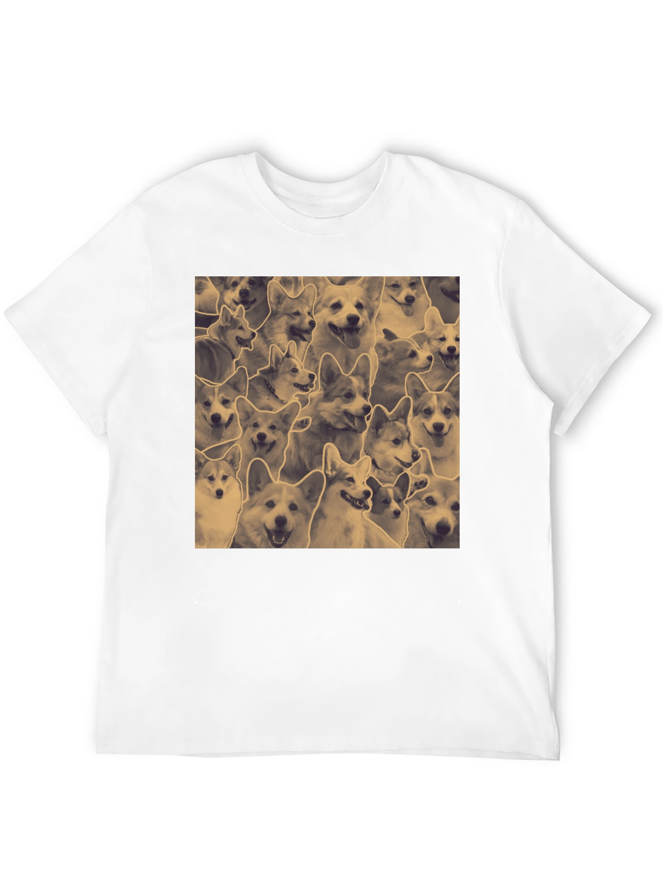 Corgi Print Black Crew Neck T-Shirt