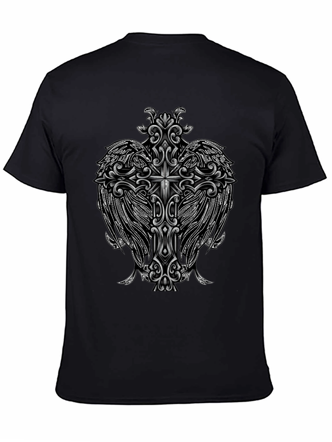 Cross Wings Graphic Black T-Shirt