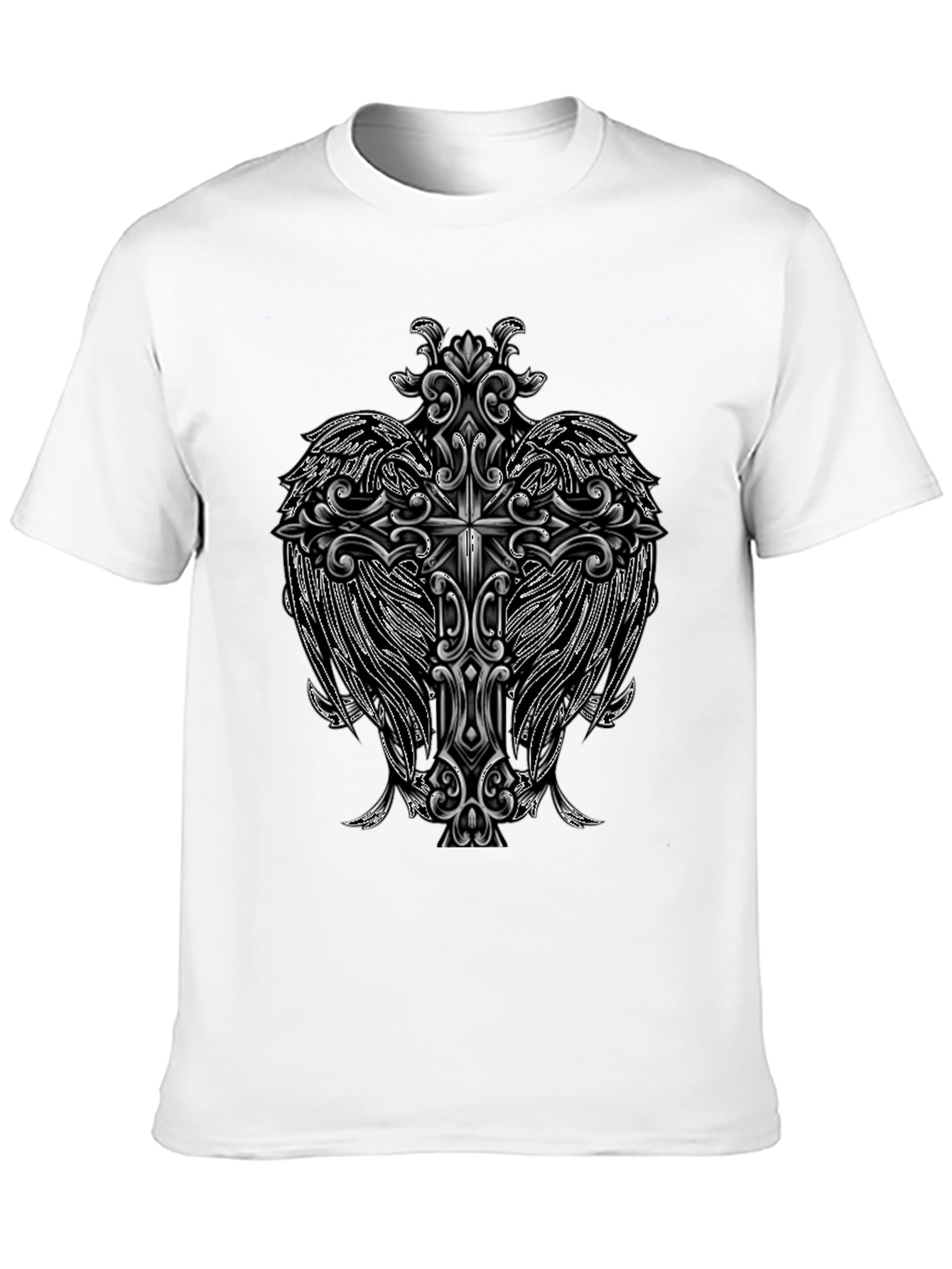 Cross Wings Graphic Black T-Shirt