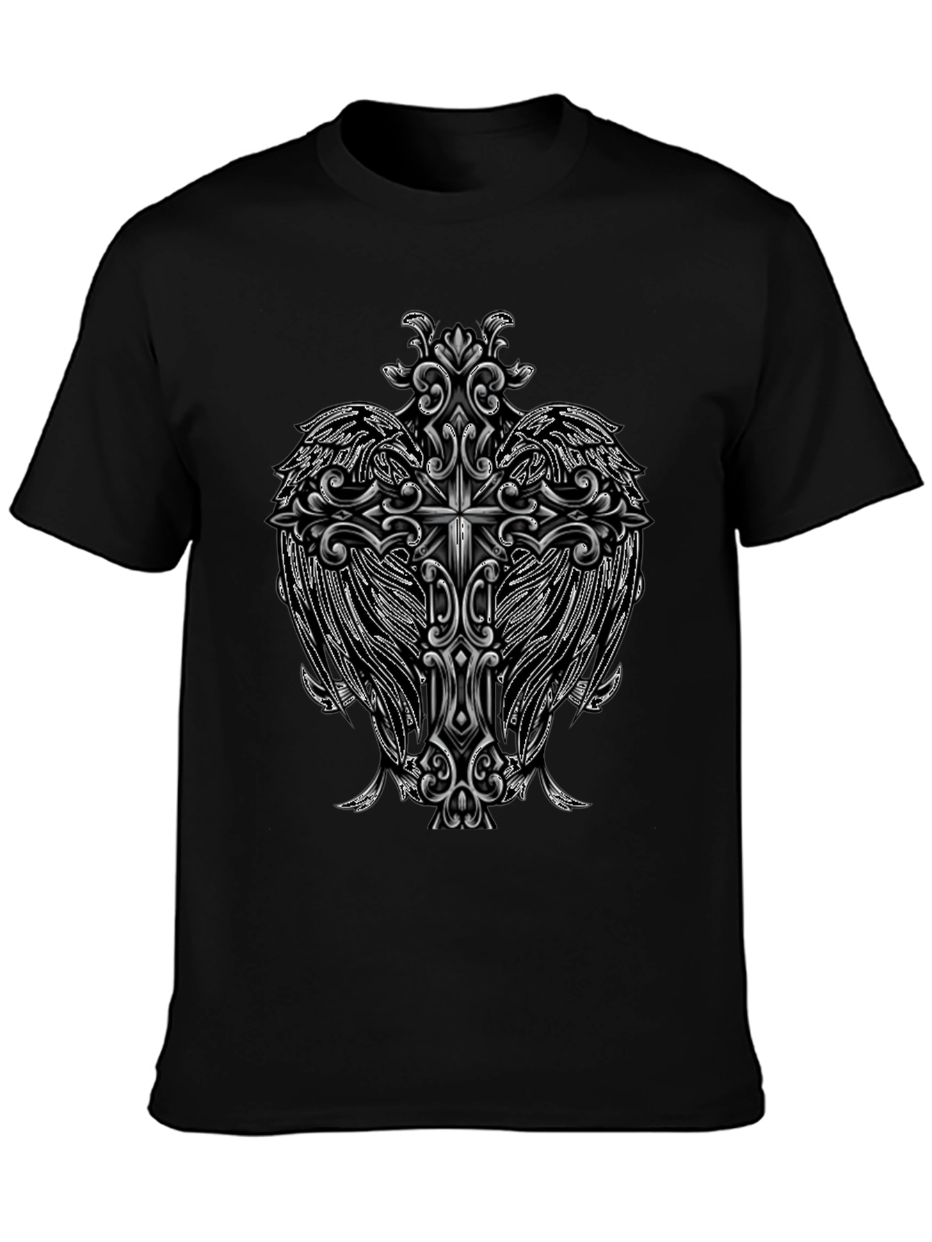 Cross Wings Graphic Black T-Shirt