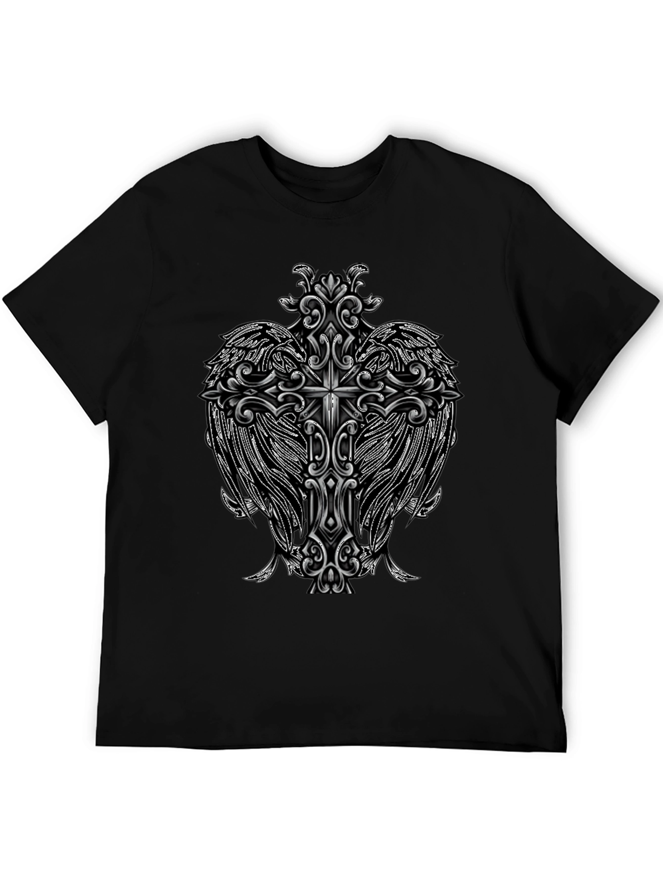 Cross Wings Graphic Black T-Shirt