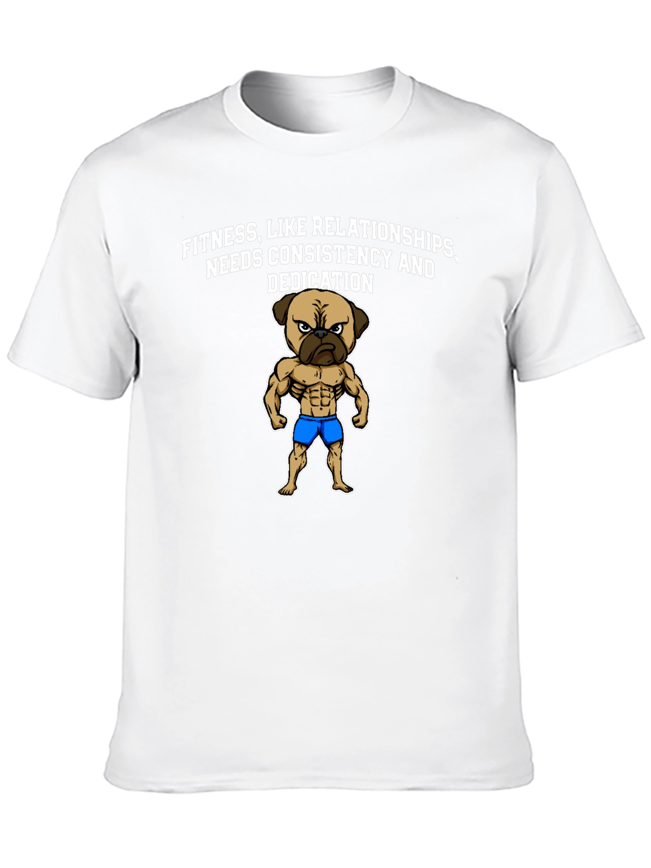 Fitness Pug Black T-Shirt - Consistency & Dedication