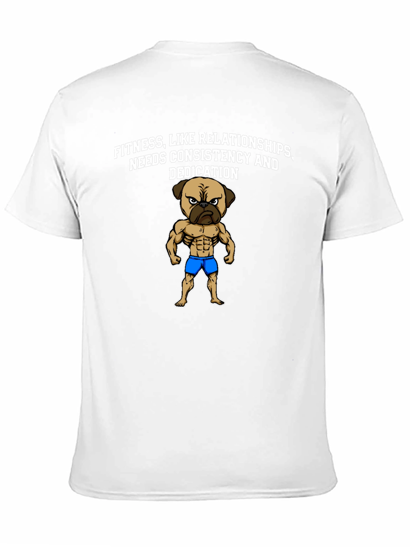 Fitness Pug Black T-Shirt - Consistency & Dedication
