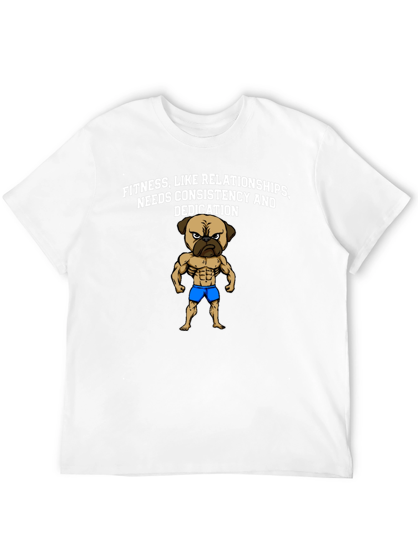 Fitness Pug Black T-Shirt - Consistency & Dedication