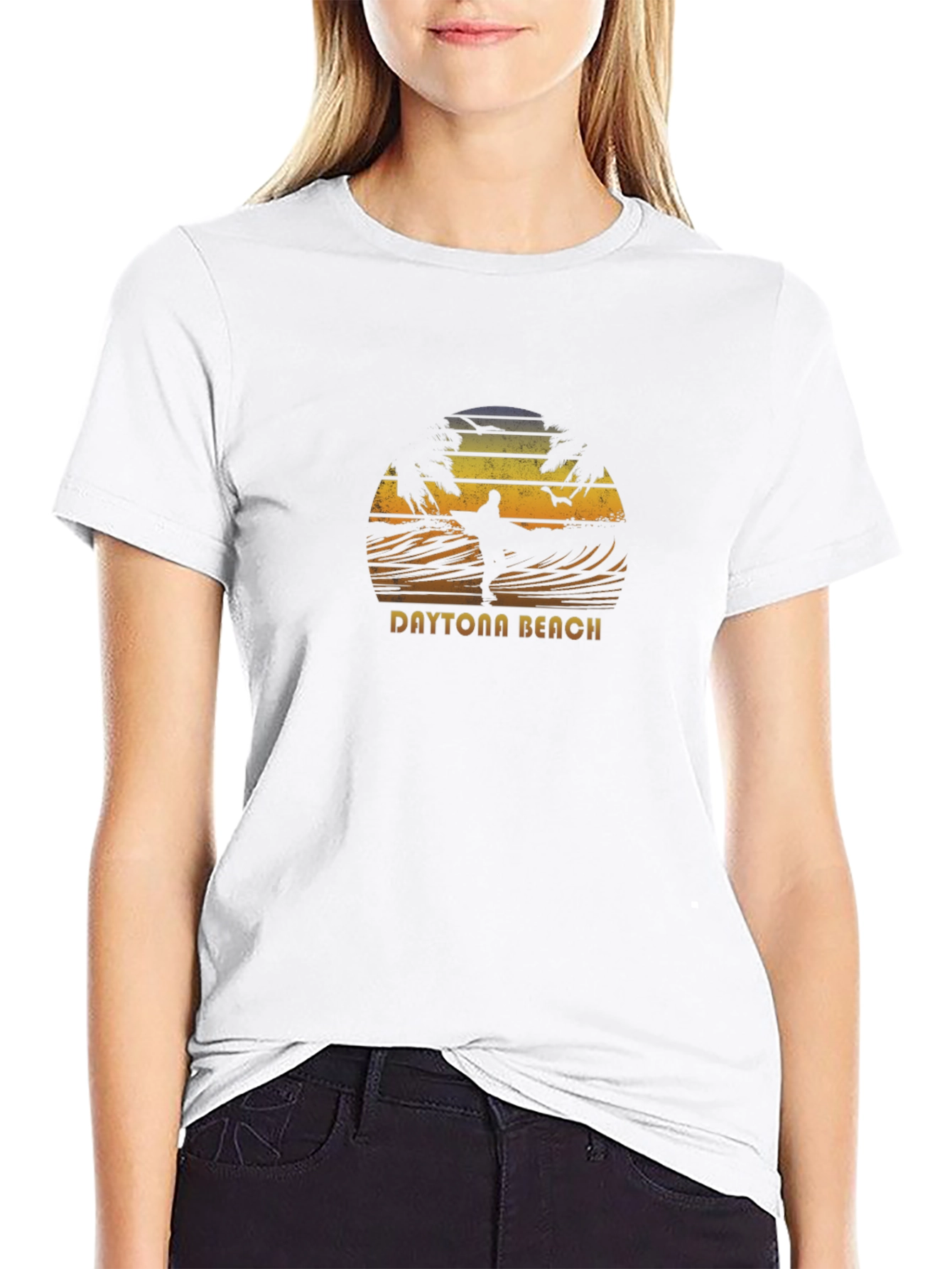 Daytona Beach Surfer Graphic Tee - Black